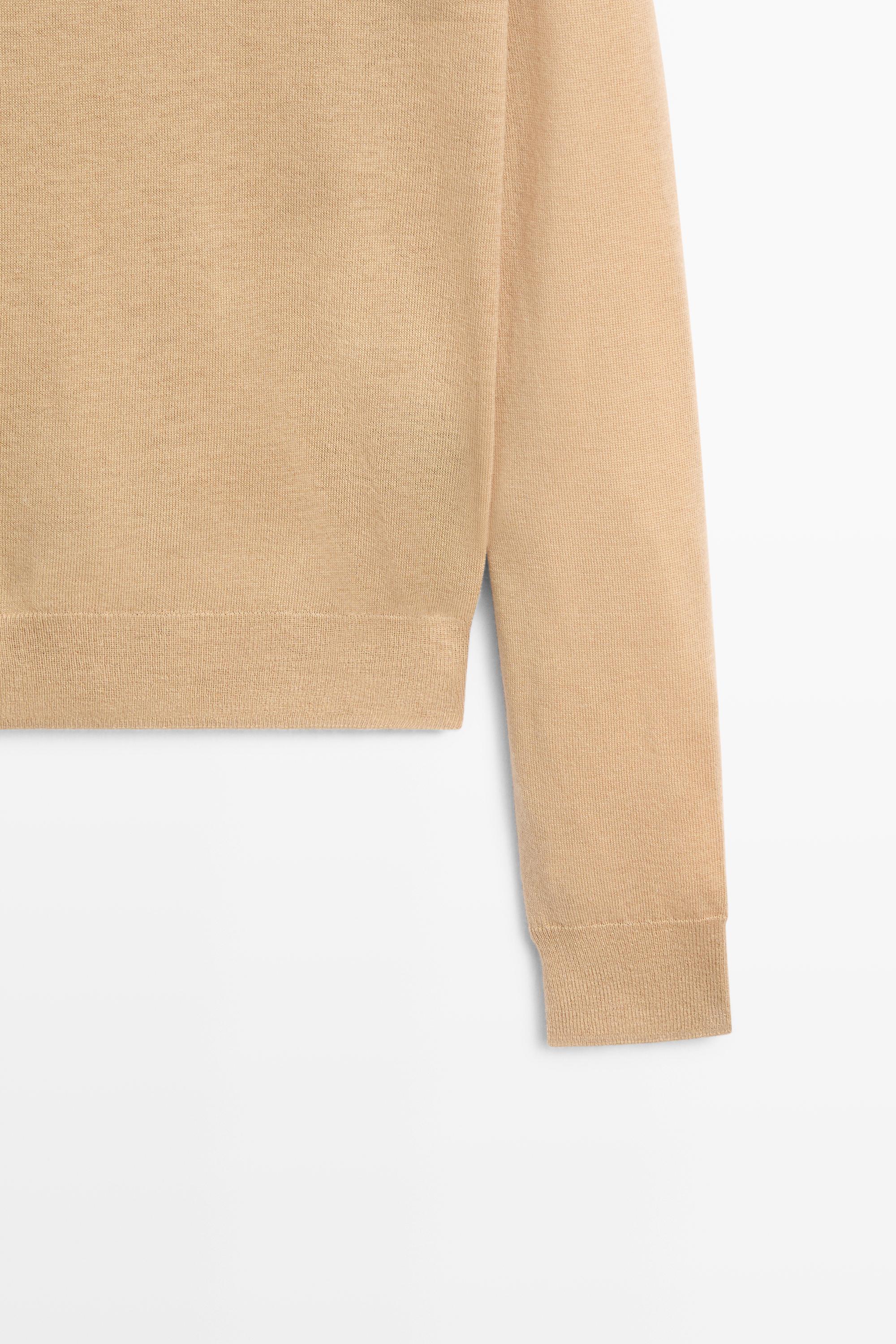 Wool-blend turtleneck knit sweater - CAMEL
