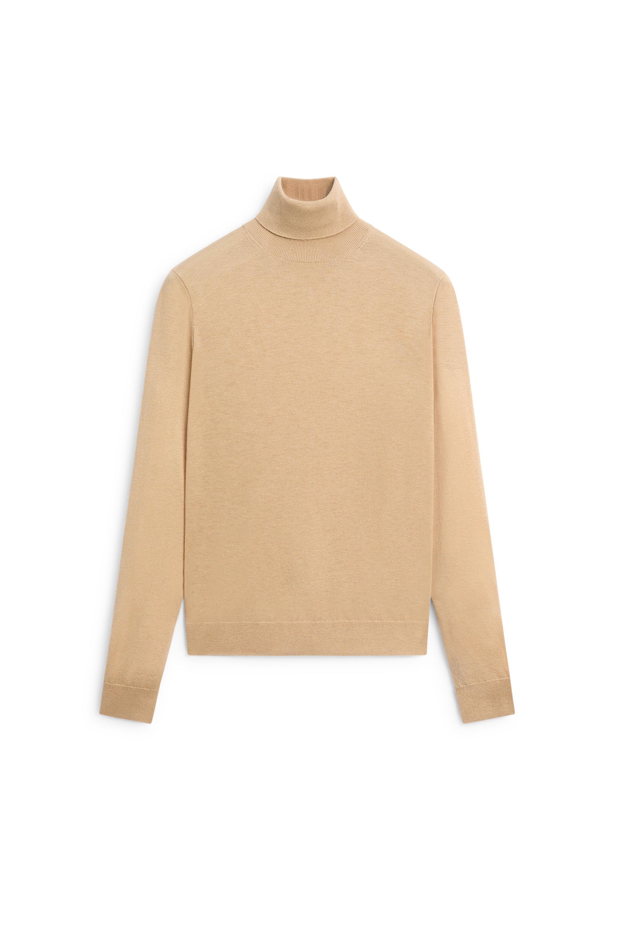 Wool-blend turtleneck knit sweater - CAMEL