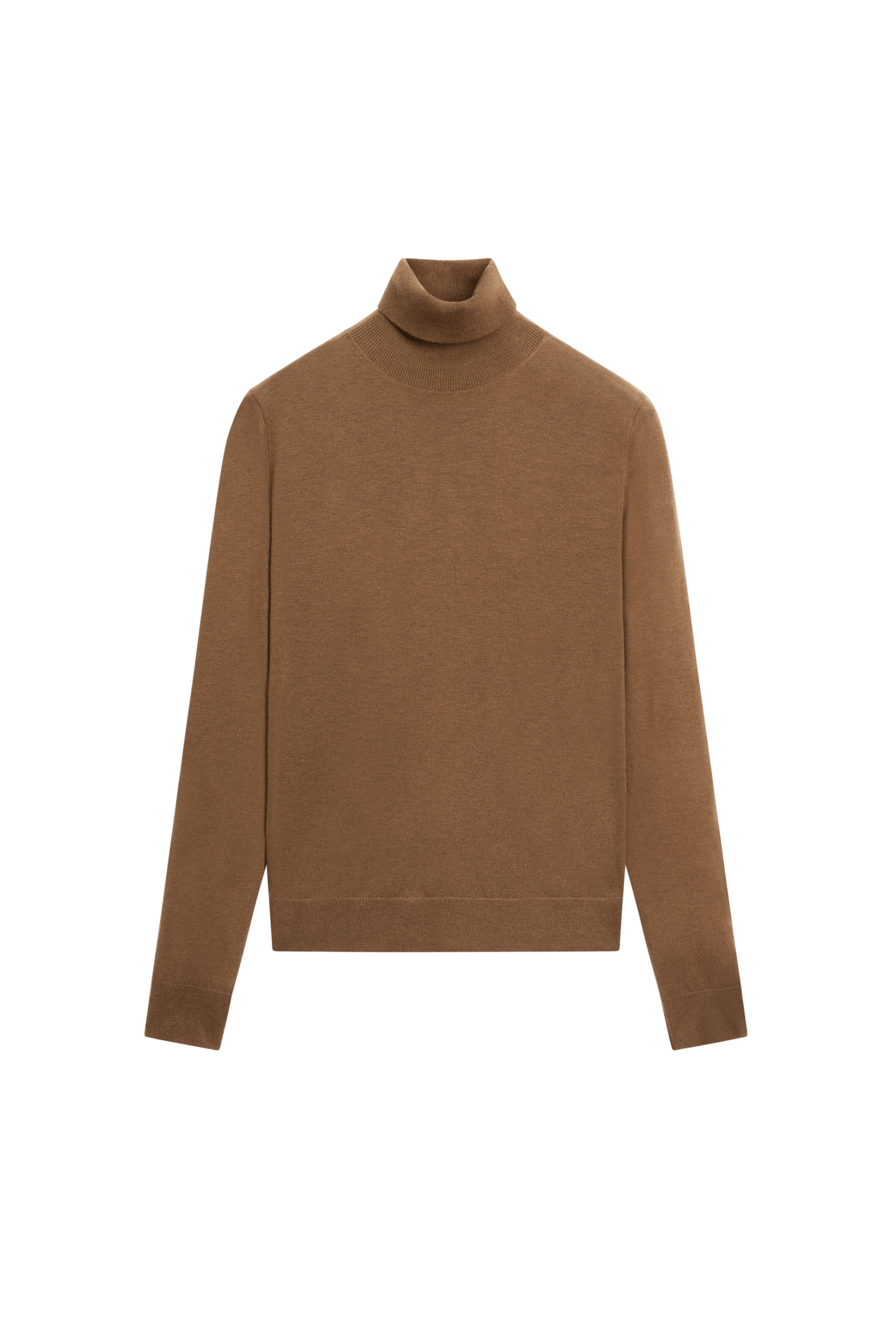 Wool-blend turtleneck knit sweater - TOFFEE