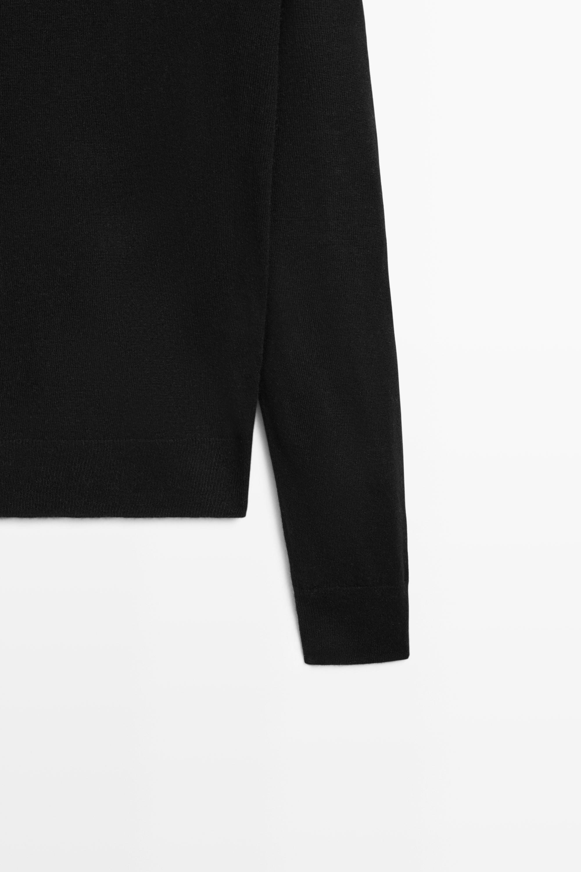 Wool-blend turtleneck knit sweater - BLACK