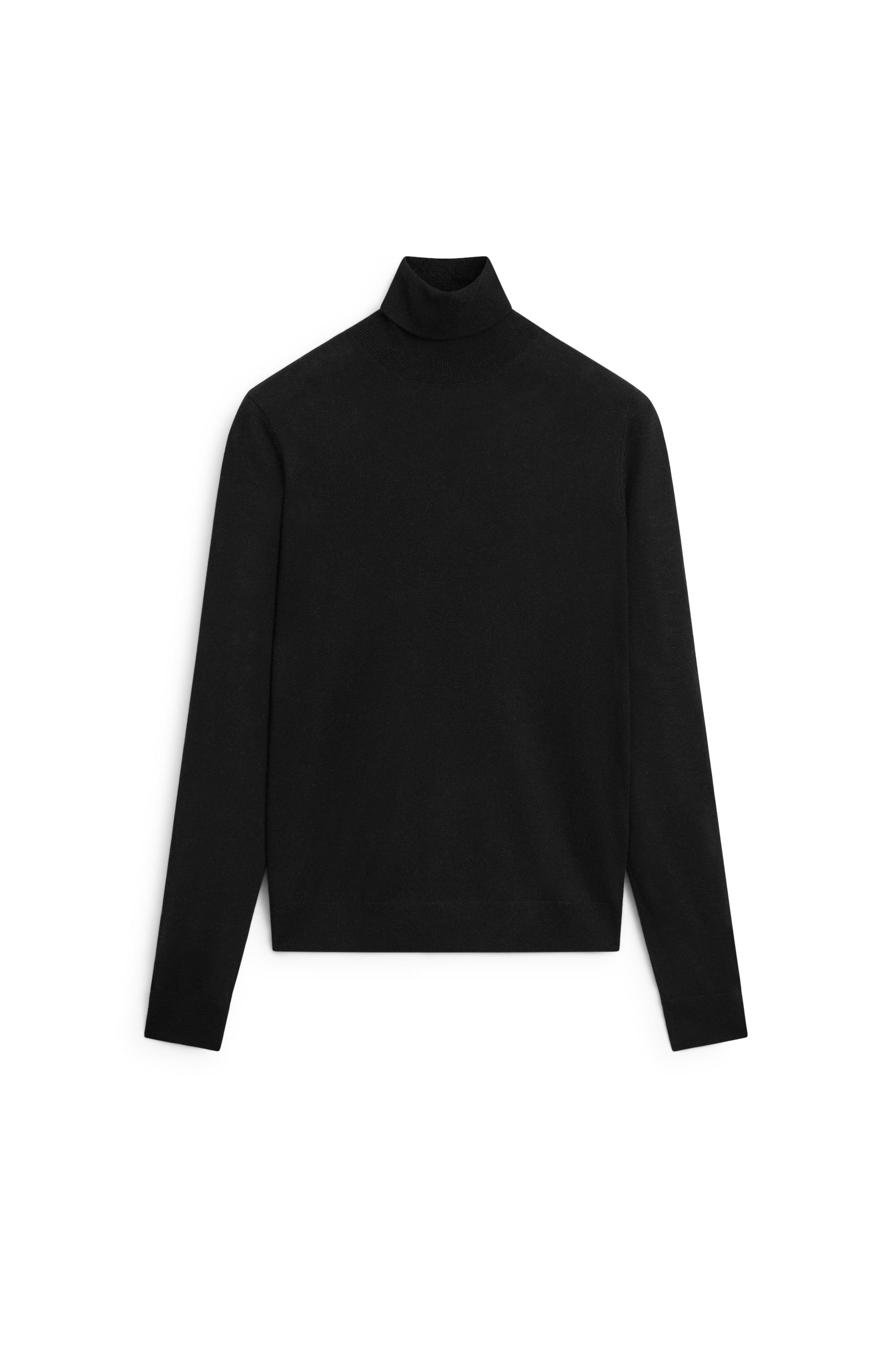 Wool-blend turtleneck knit sweater - BLACK