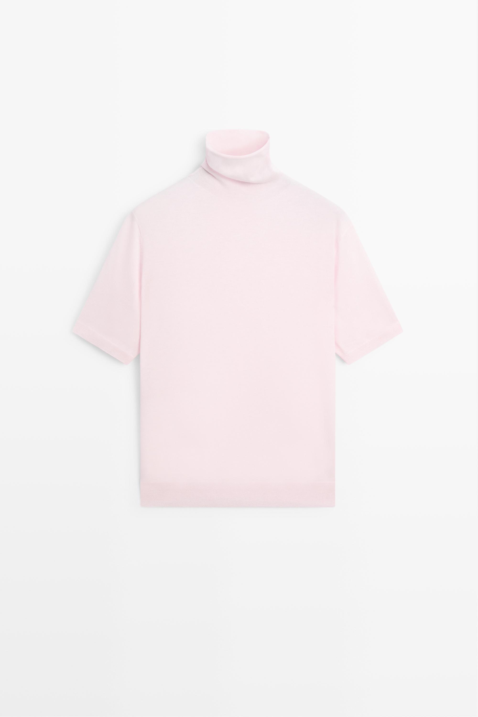 Wool blend turtleneck knit sweater - ROSE PINK