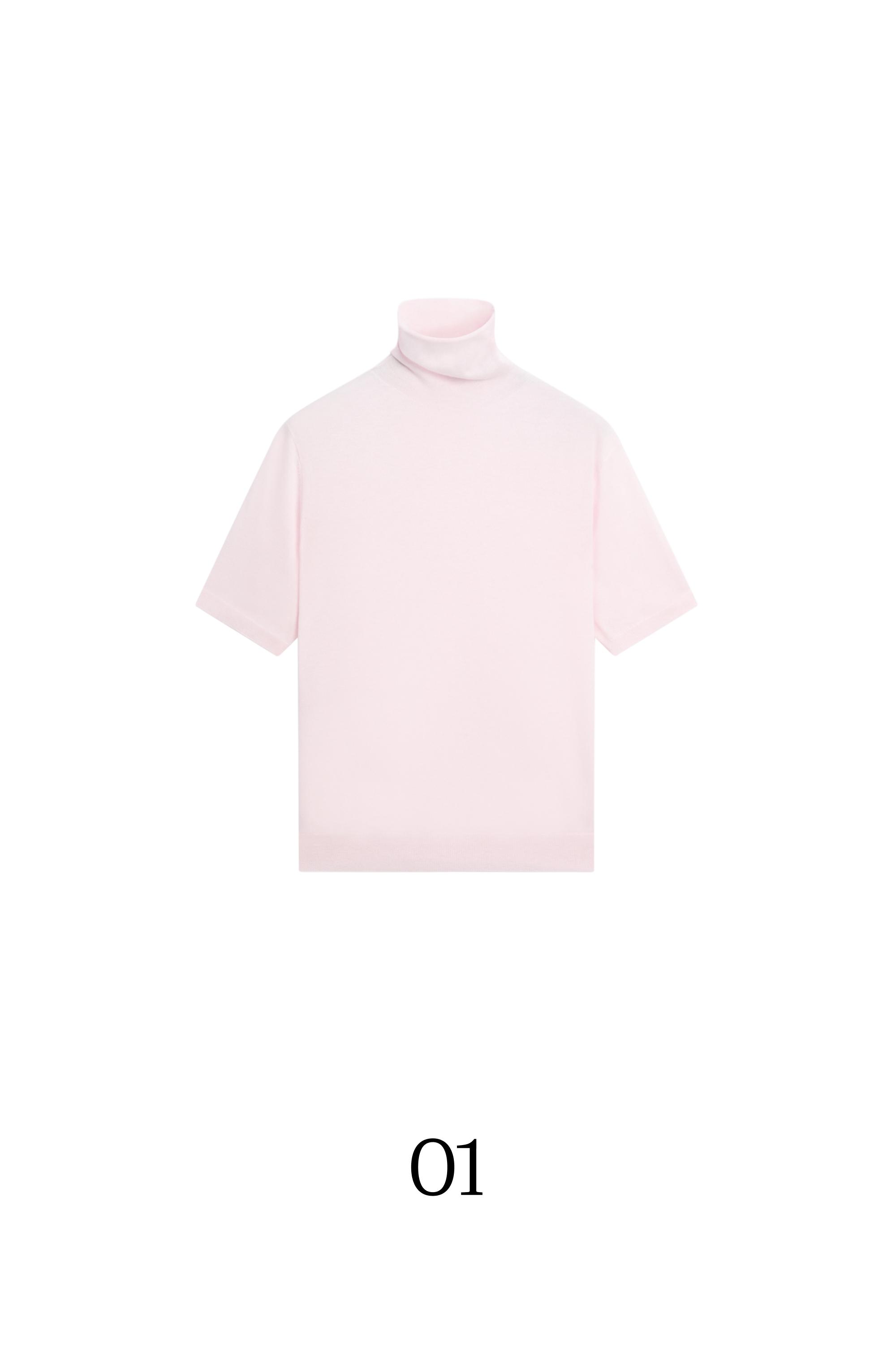 Wool blend turtleneck knit sweater - ROSE PINK