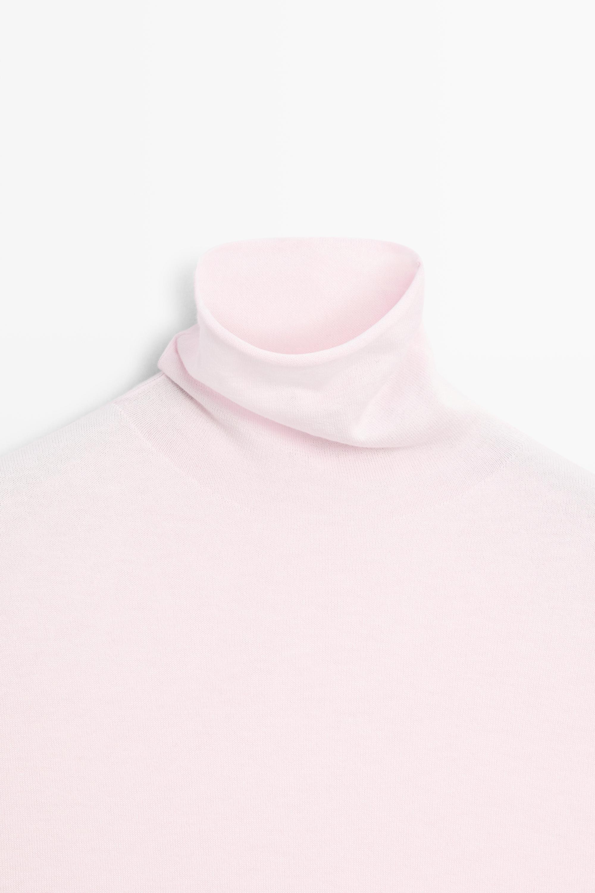 Wool blend turtleneck knit sweater - ROSE PINK