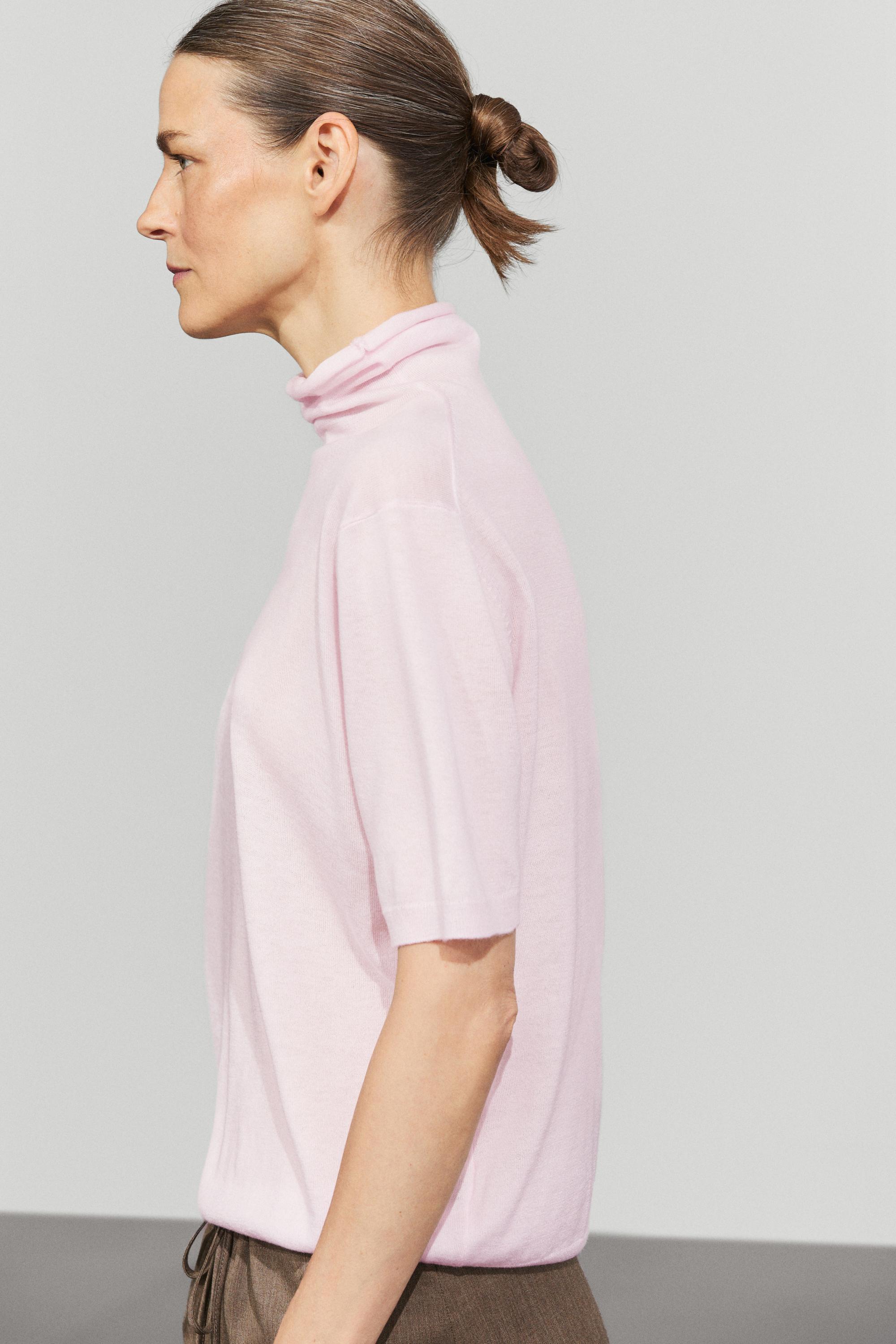 Wool blend turtleneck knit sweater - ROSE PINK