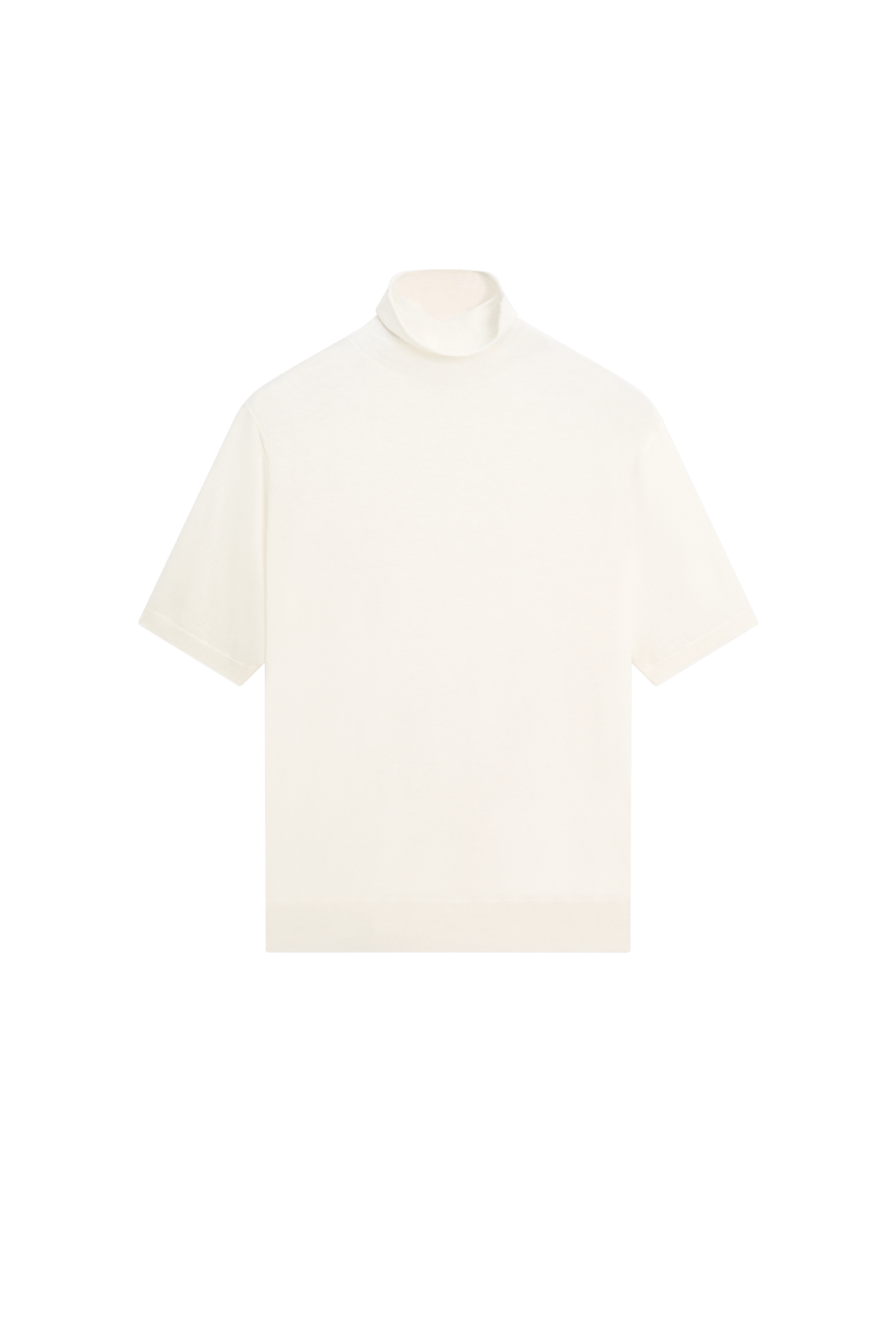 Wool blend turtleneck knit sweater - CREAM