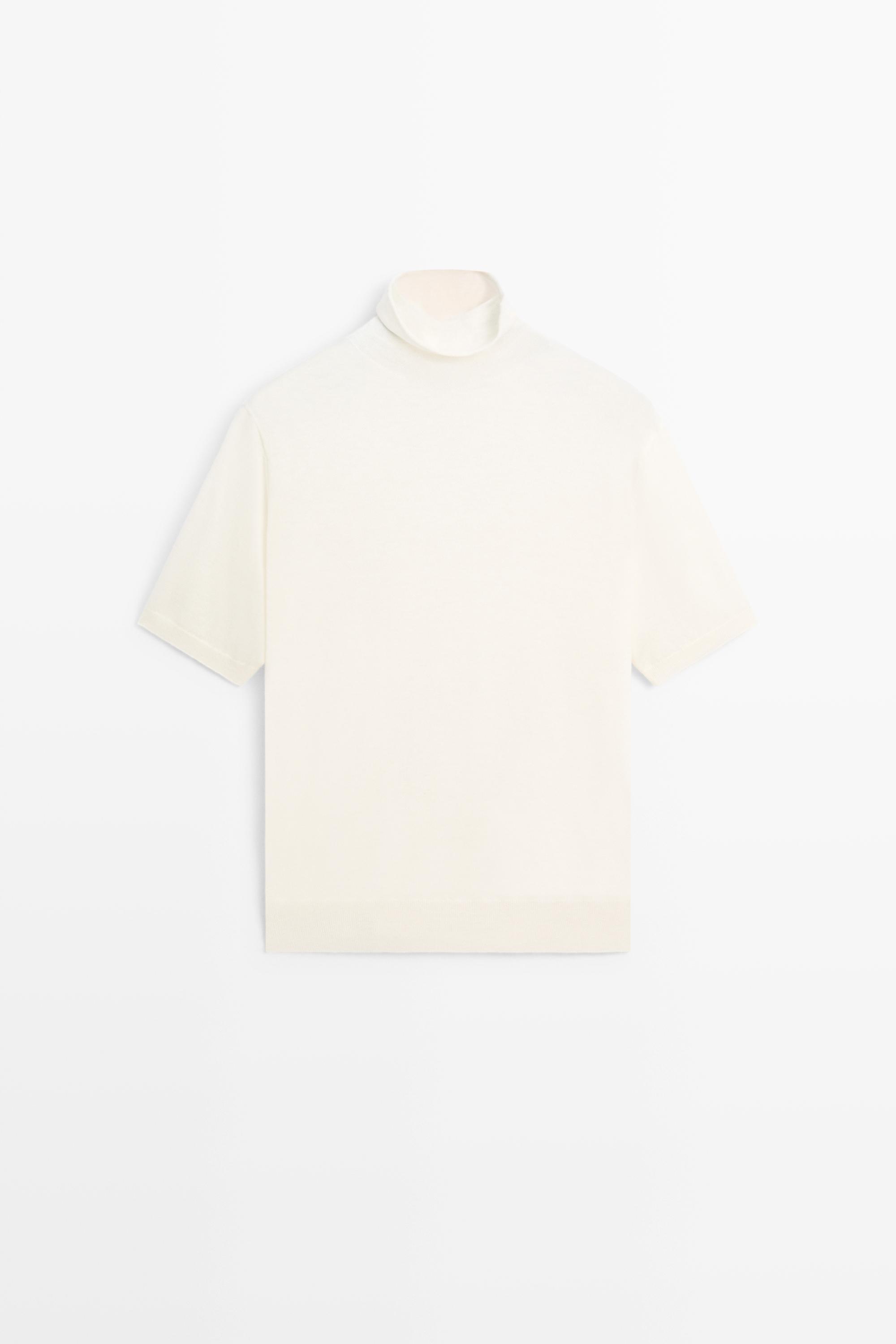 Wool blend turtleneck knit sweater - CREAM