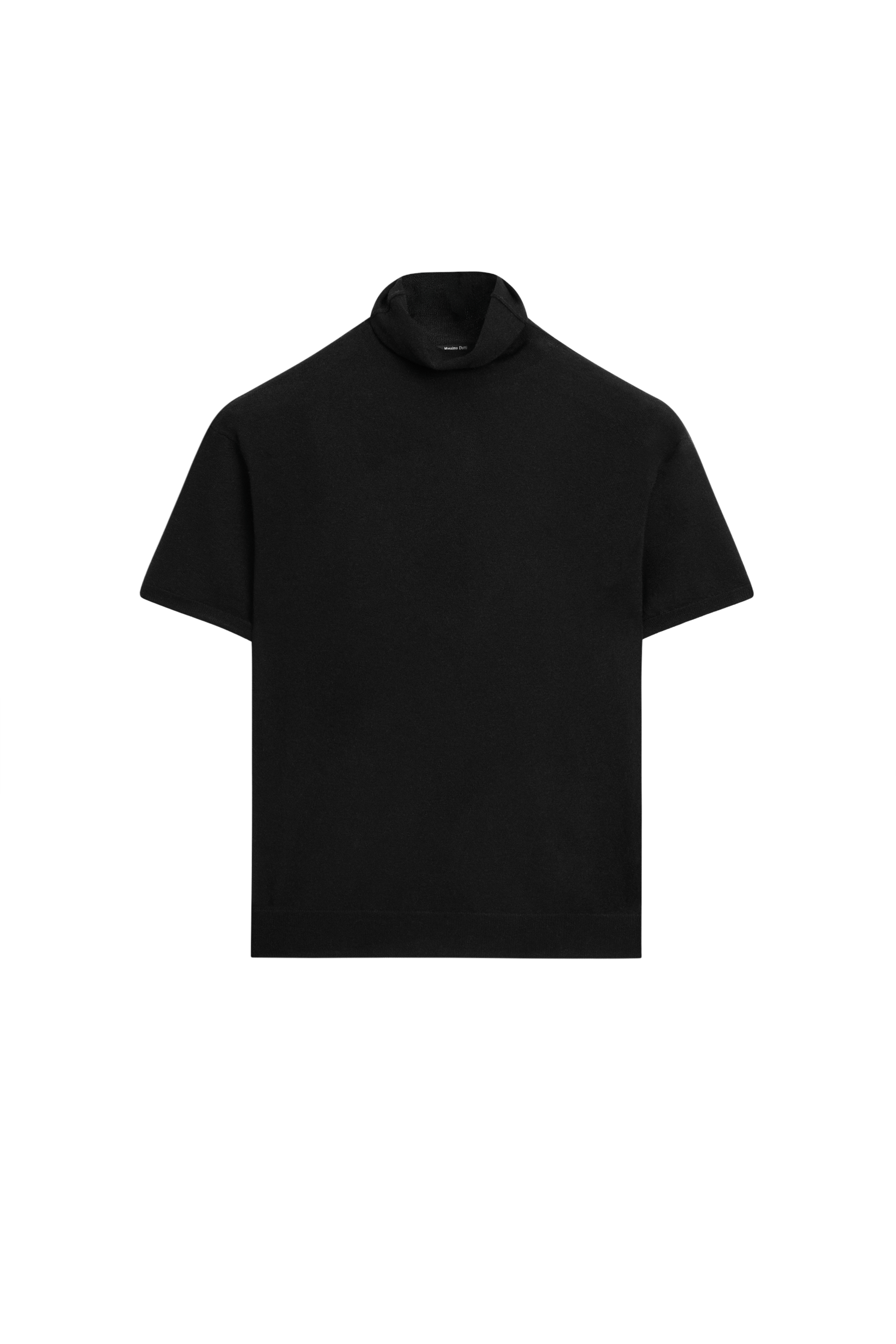 Wool blend turtleneck knit sweater - BLACK
