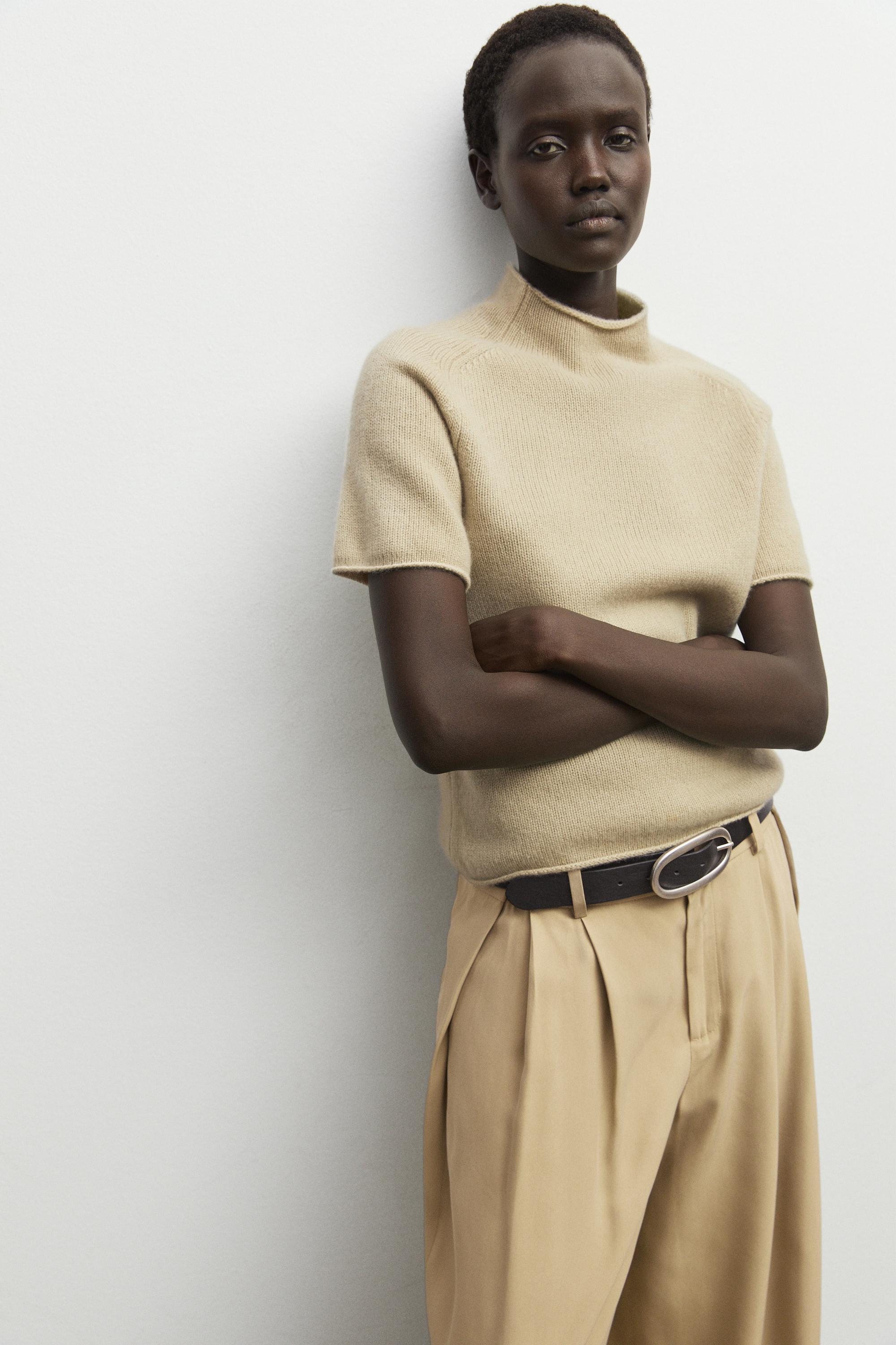 100% Cashmere Mock Turtleneck Sweater - MINK