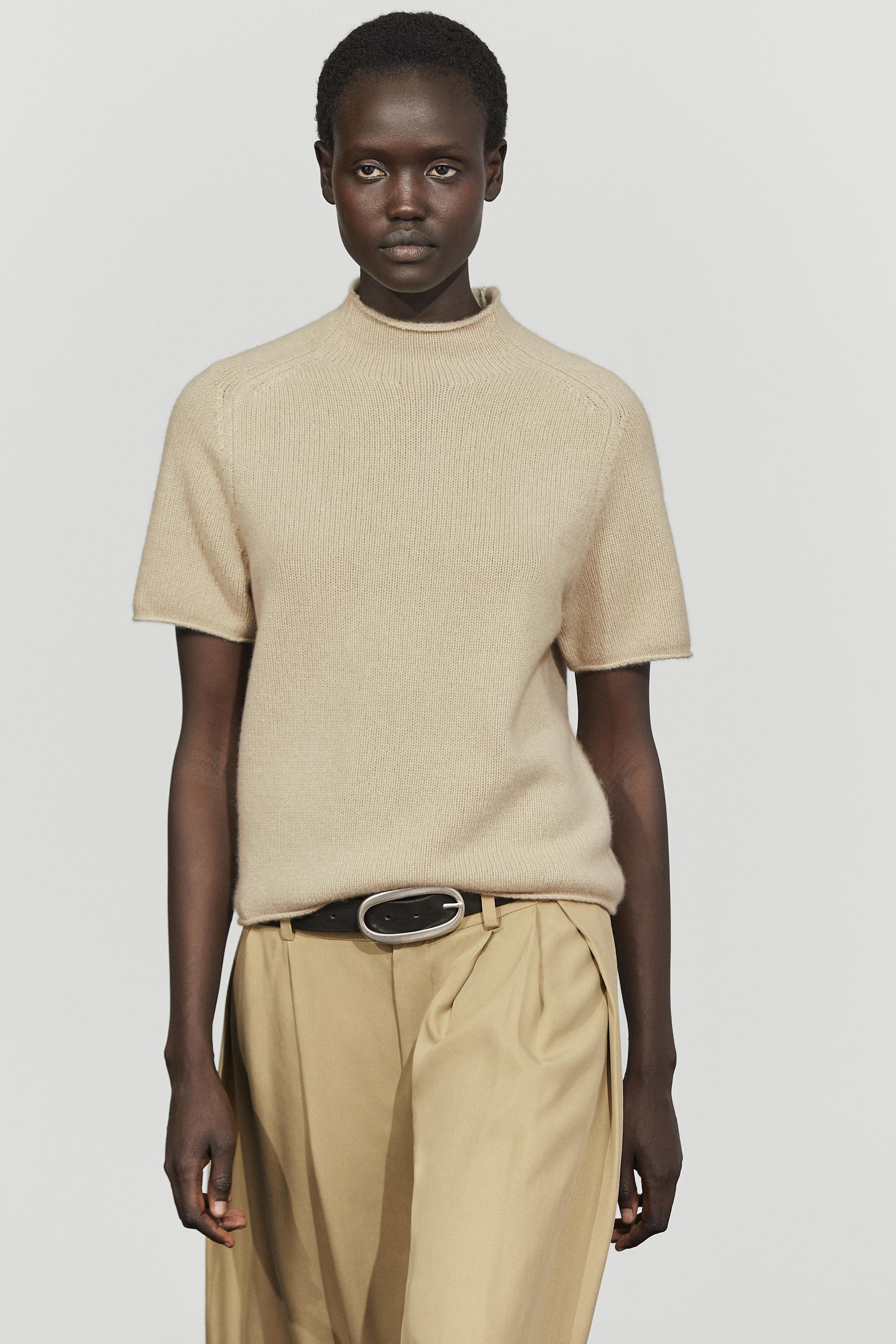 100% Cashmere Mock Turtleneck Sweater - MINK