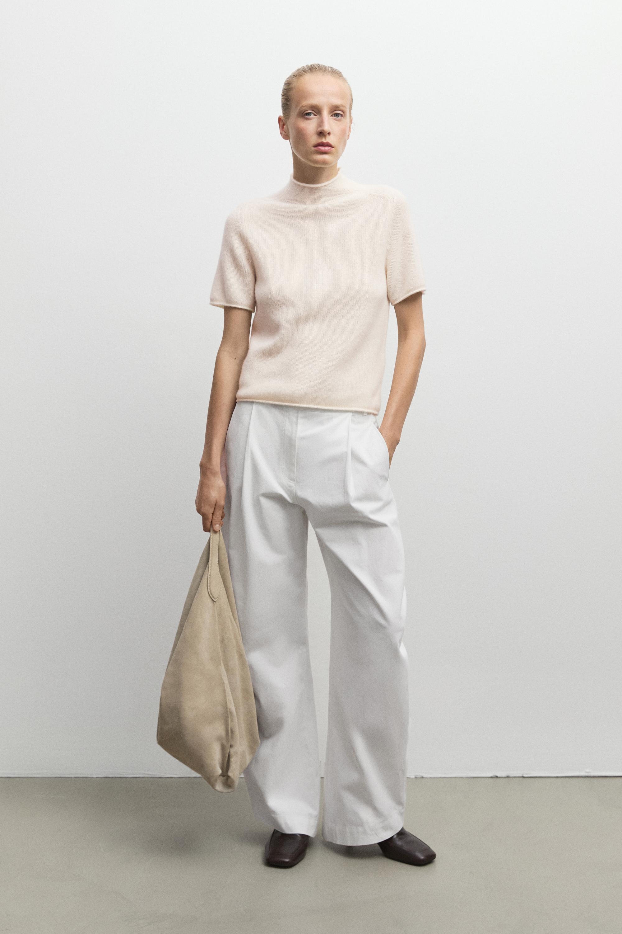 100% Cashmere Mock Turtleneck Sweater - CREAM
