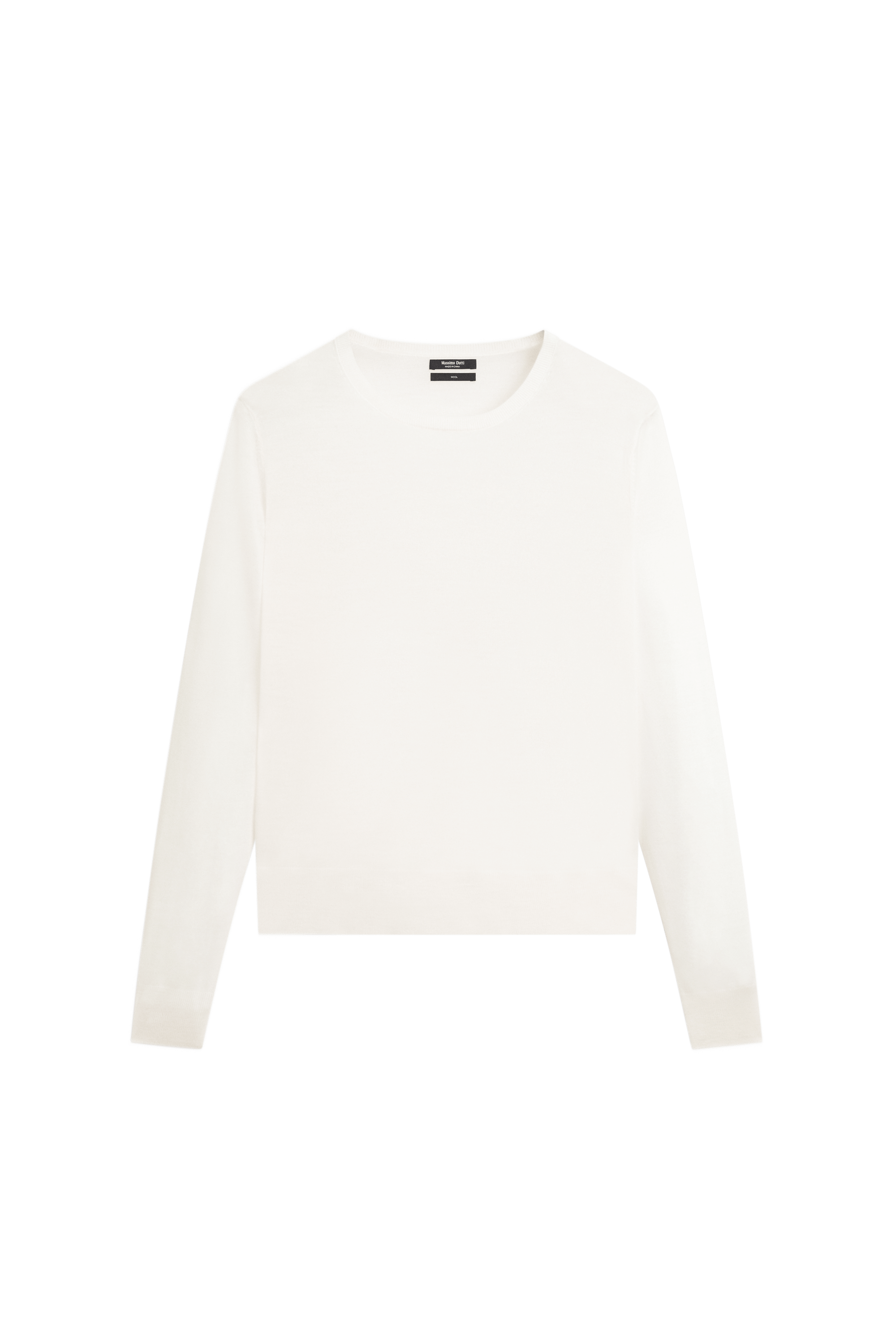 100% wool knit round neck sweater - CREAM