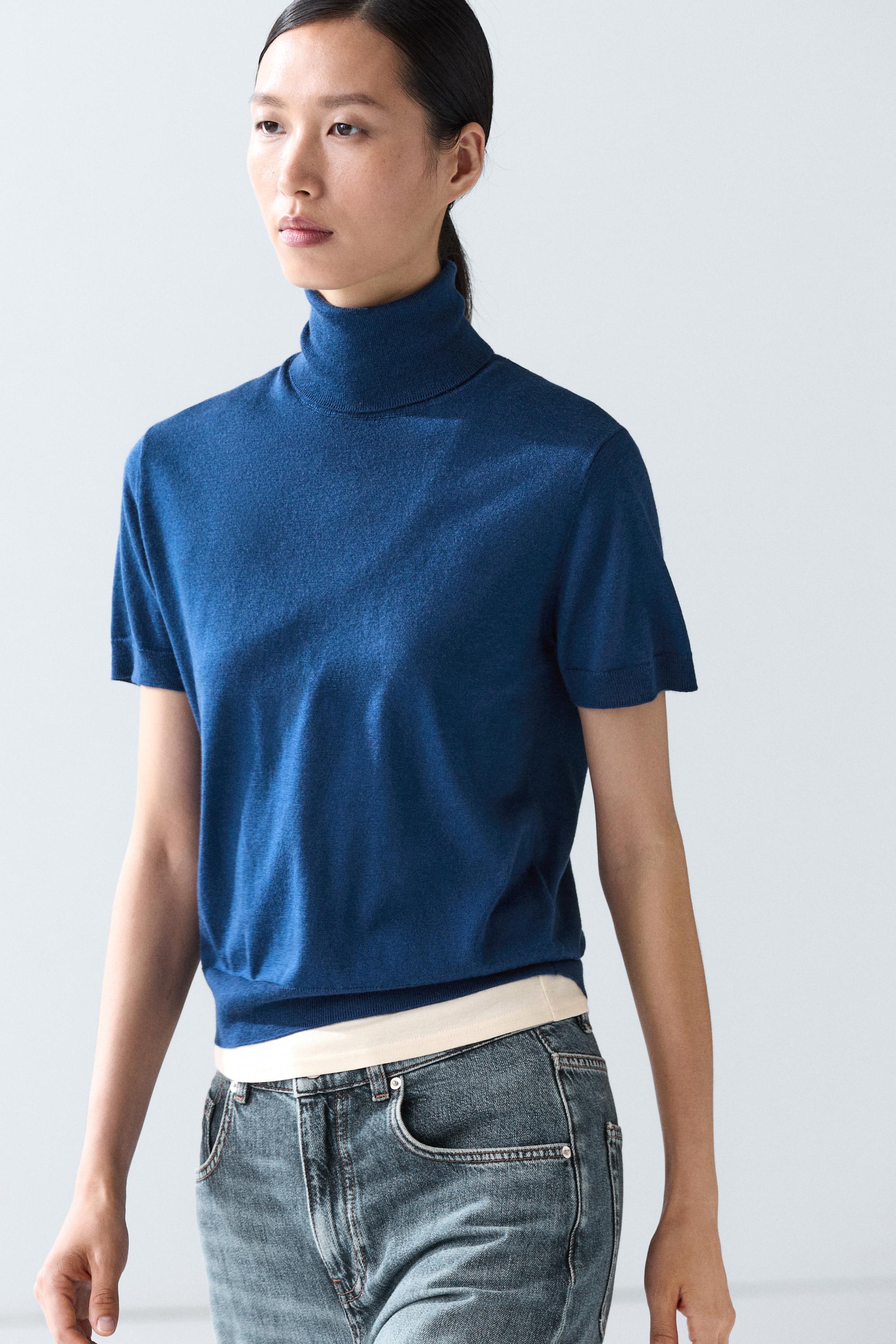 Turtleneck knit sweater - DEEP BLUE