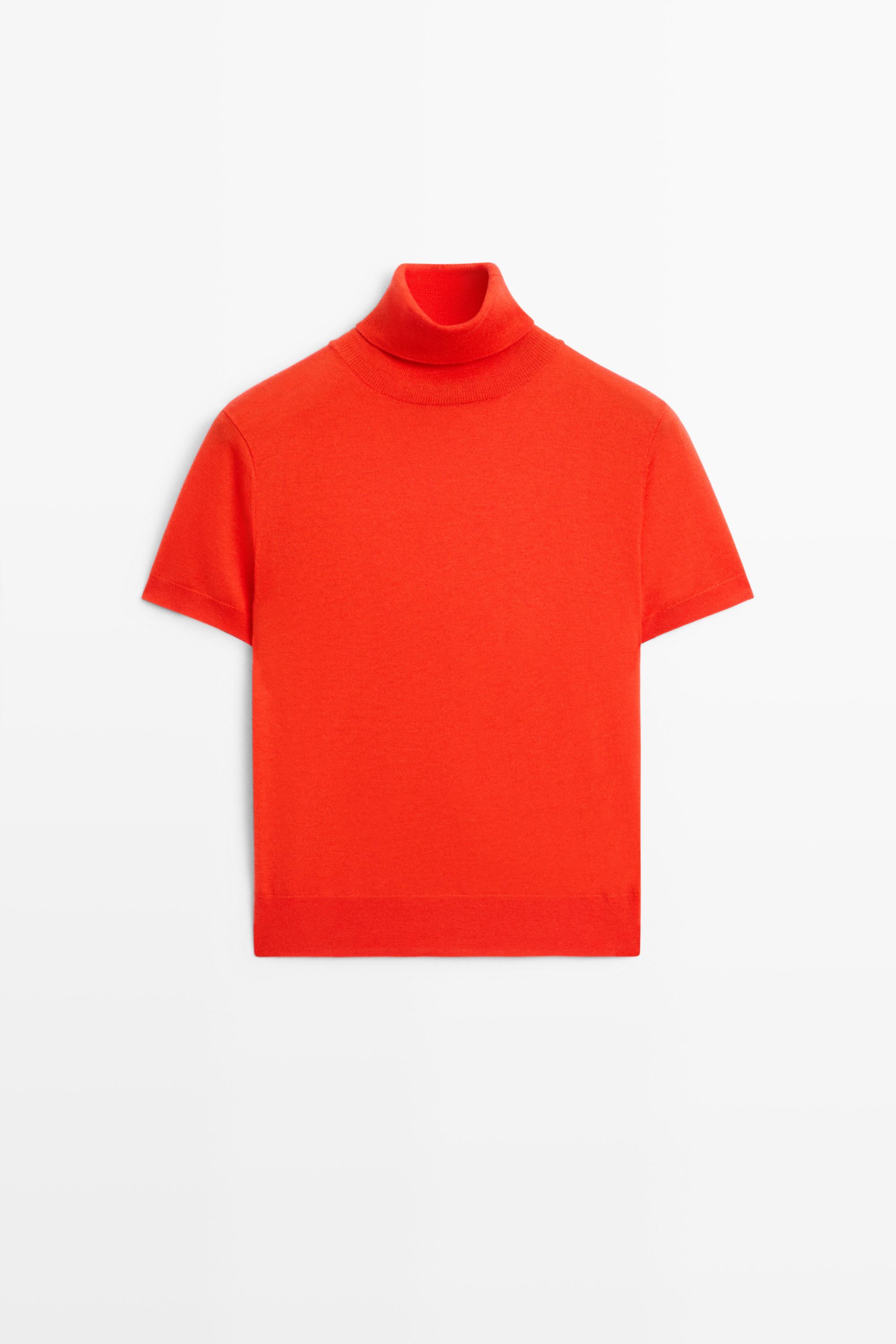 Turtleneck knit sweater - ORANGE