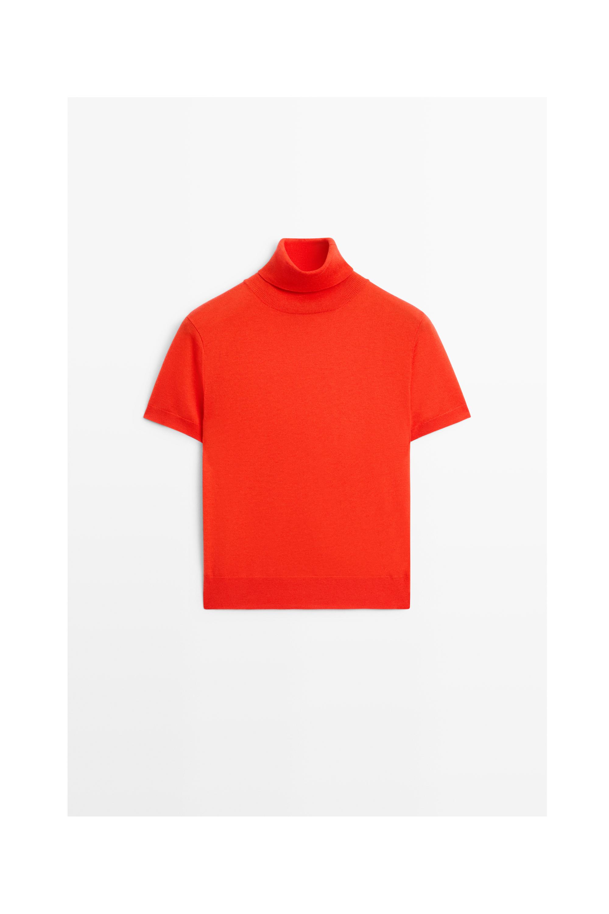 Turtleneck knit sweater - ORANGE