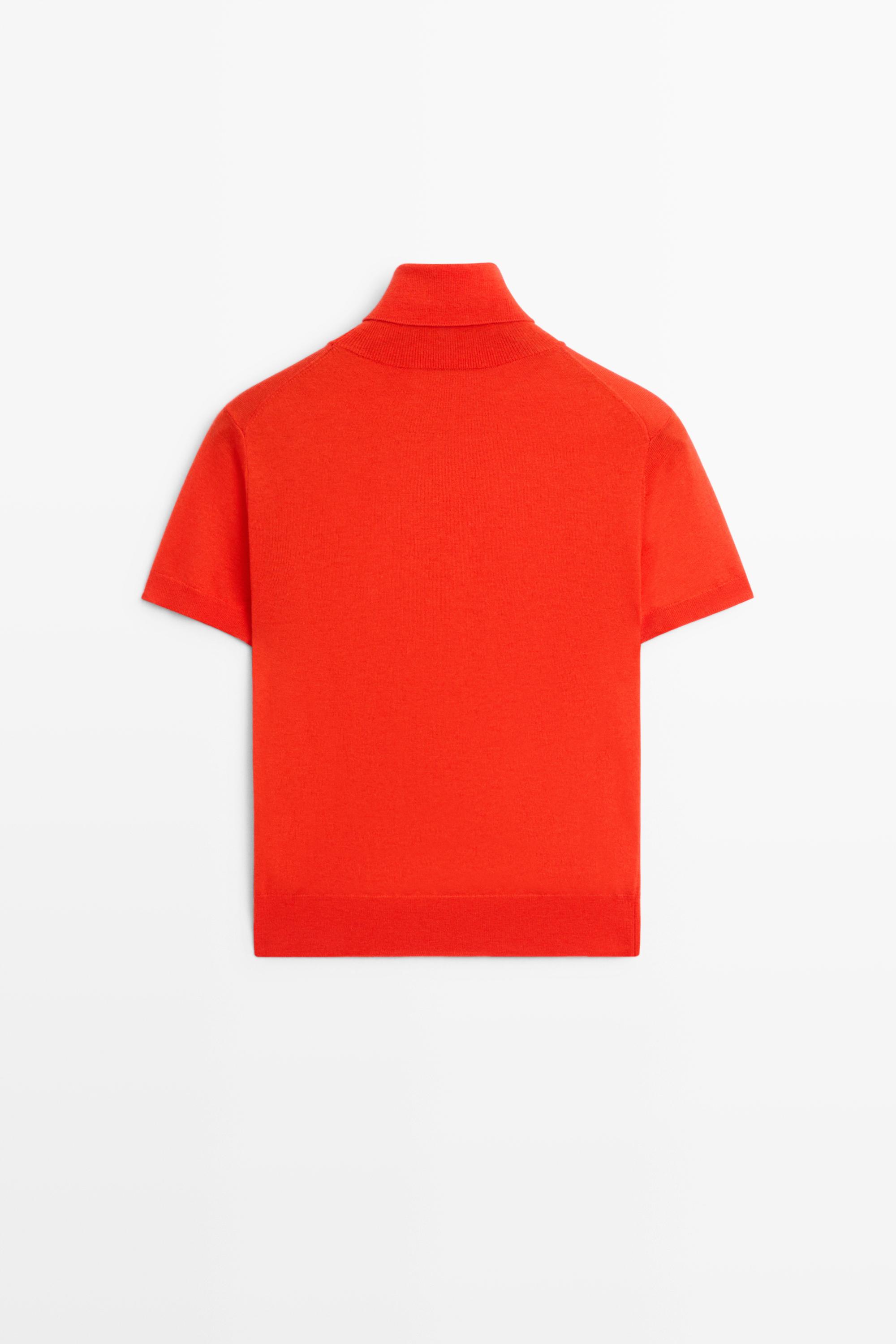 Turtleneck knit sweater - ORANGE