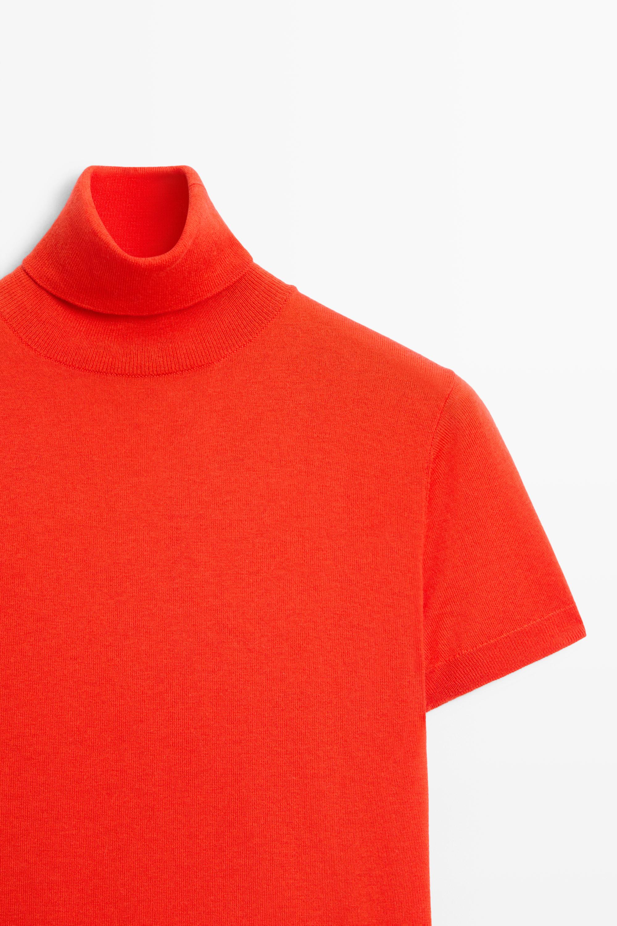 Turtleneck knit sweater - ORANGE