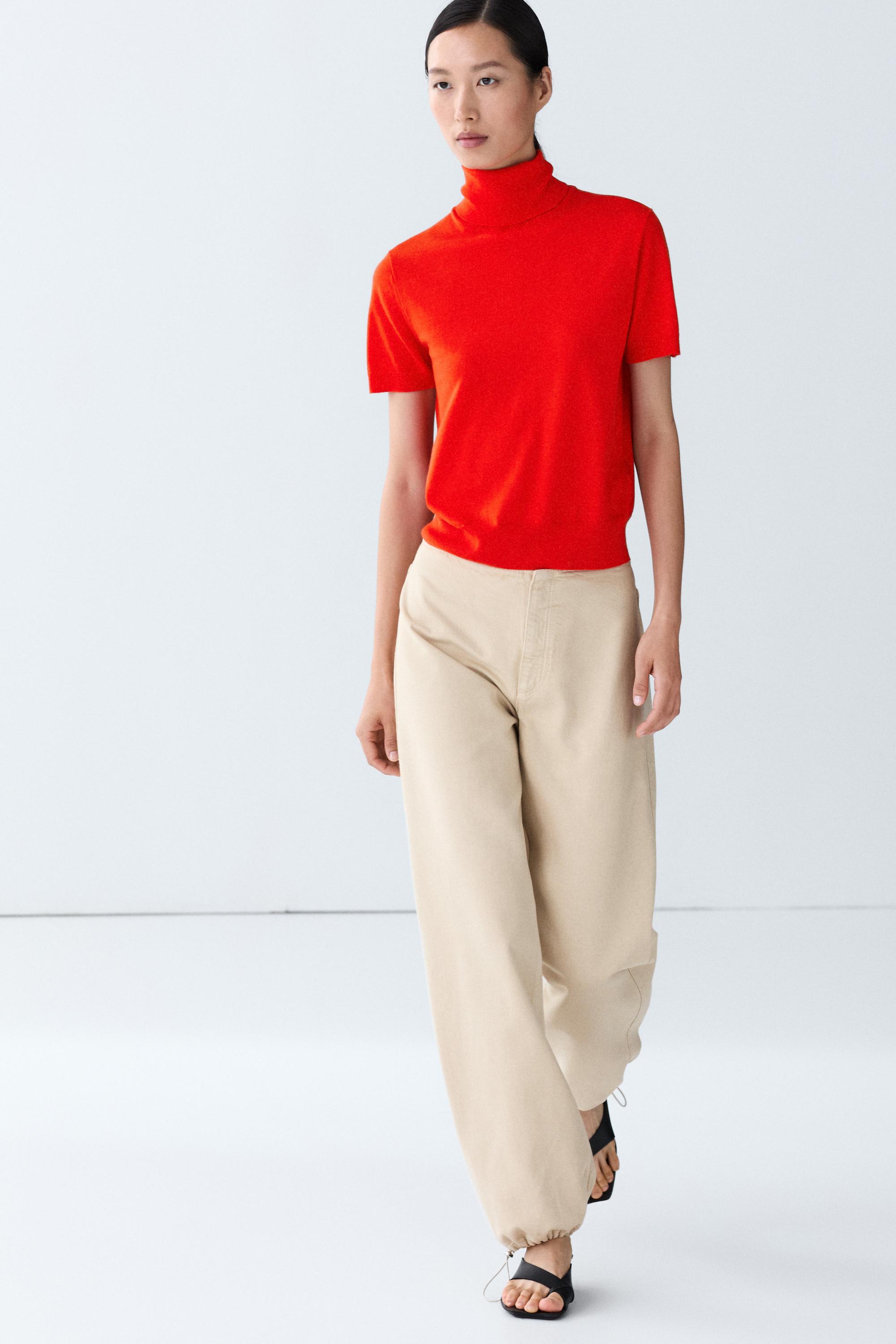 Turtleneck knit sweater - ORANGE