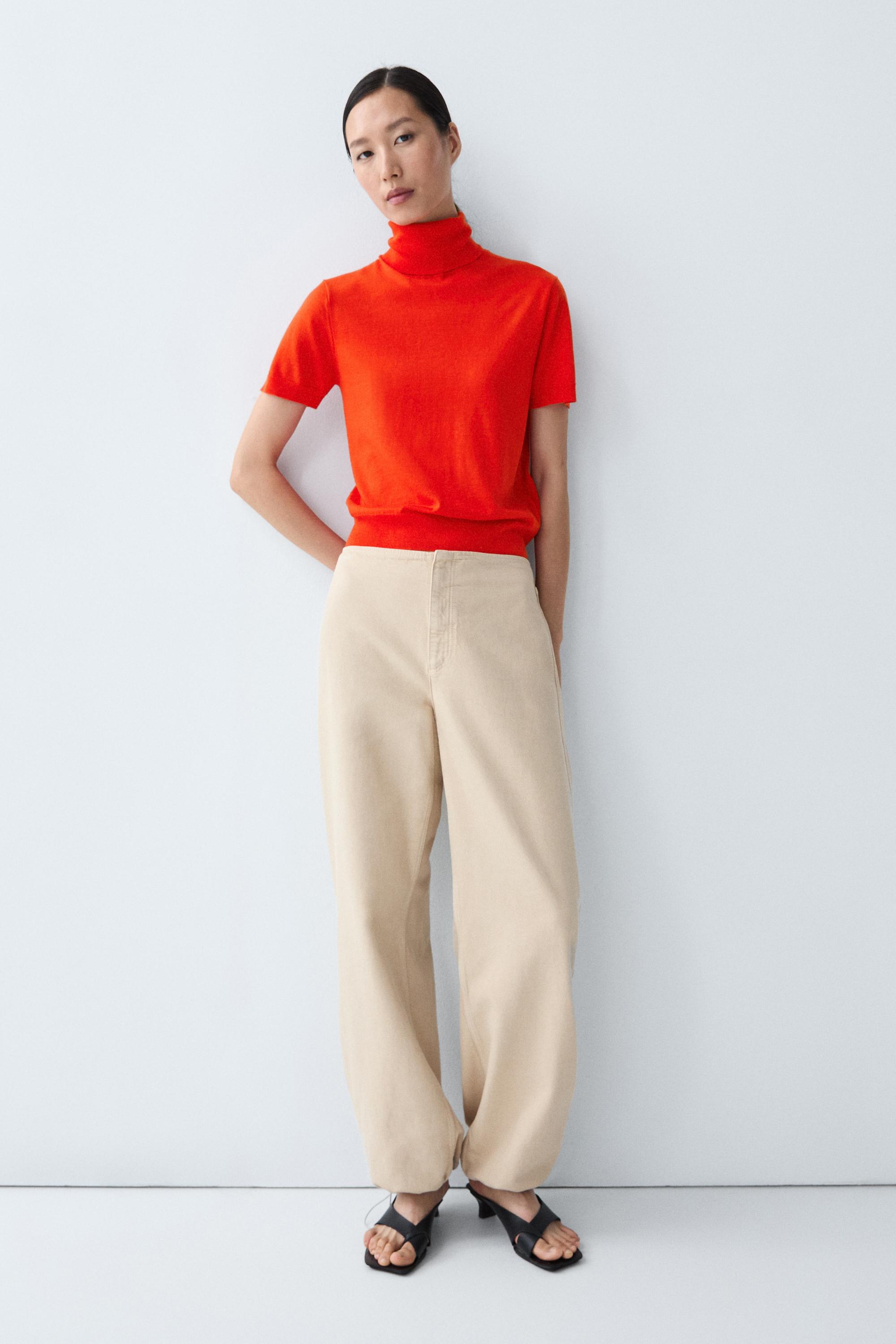 Turtleneck knit sweater - ORANGE