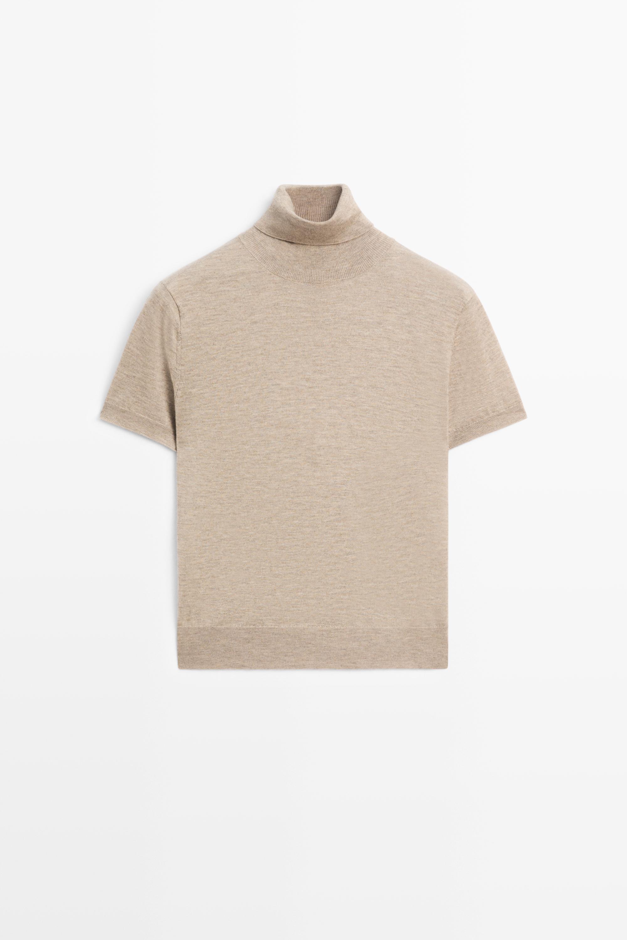 Turtleneck knit sweater - BEIGE MARL