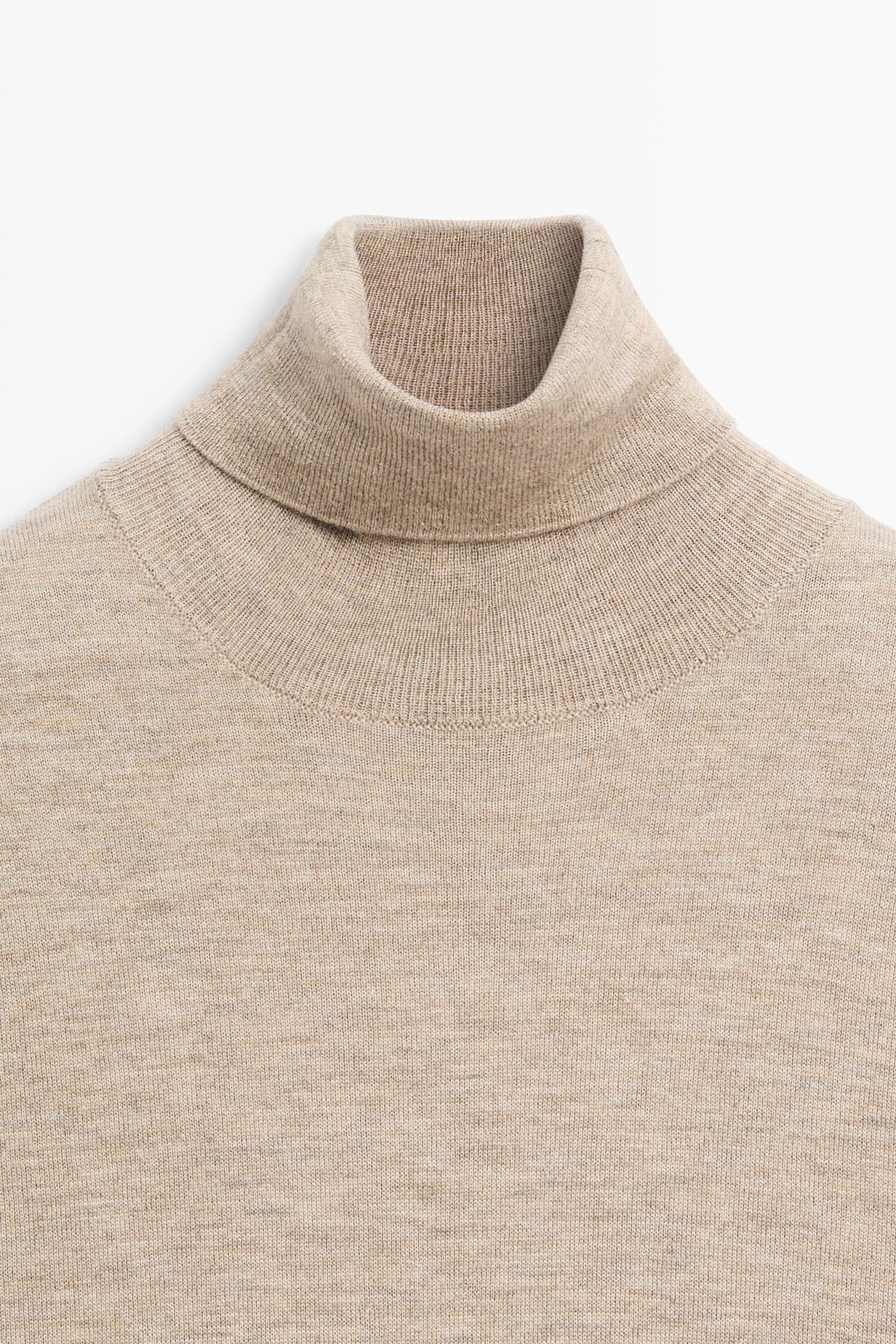Turtleneck knit sweater - BEIGE MARL