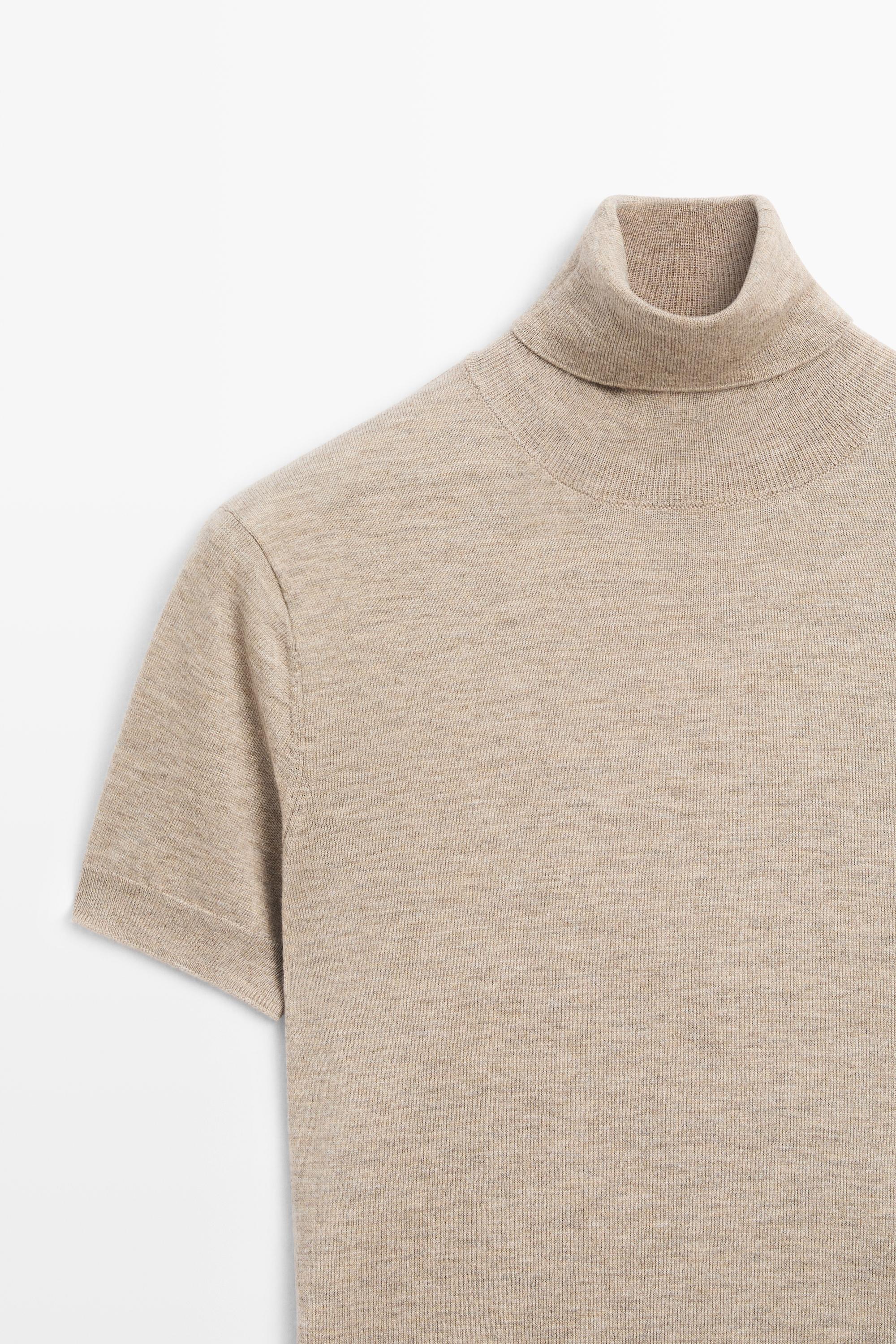 Turtleneck knit sweater - BEIGE MARL