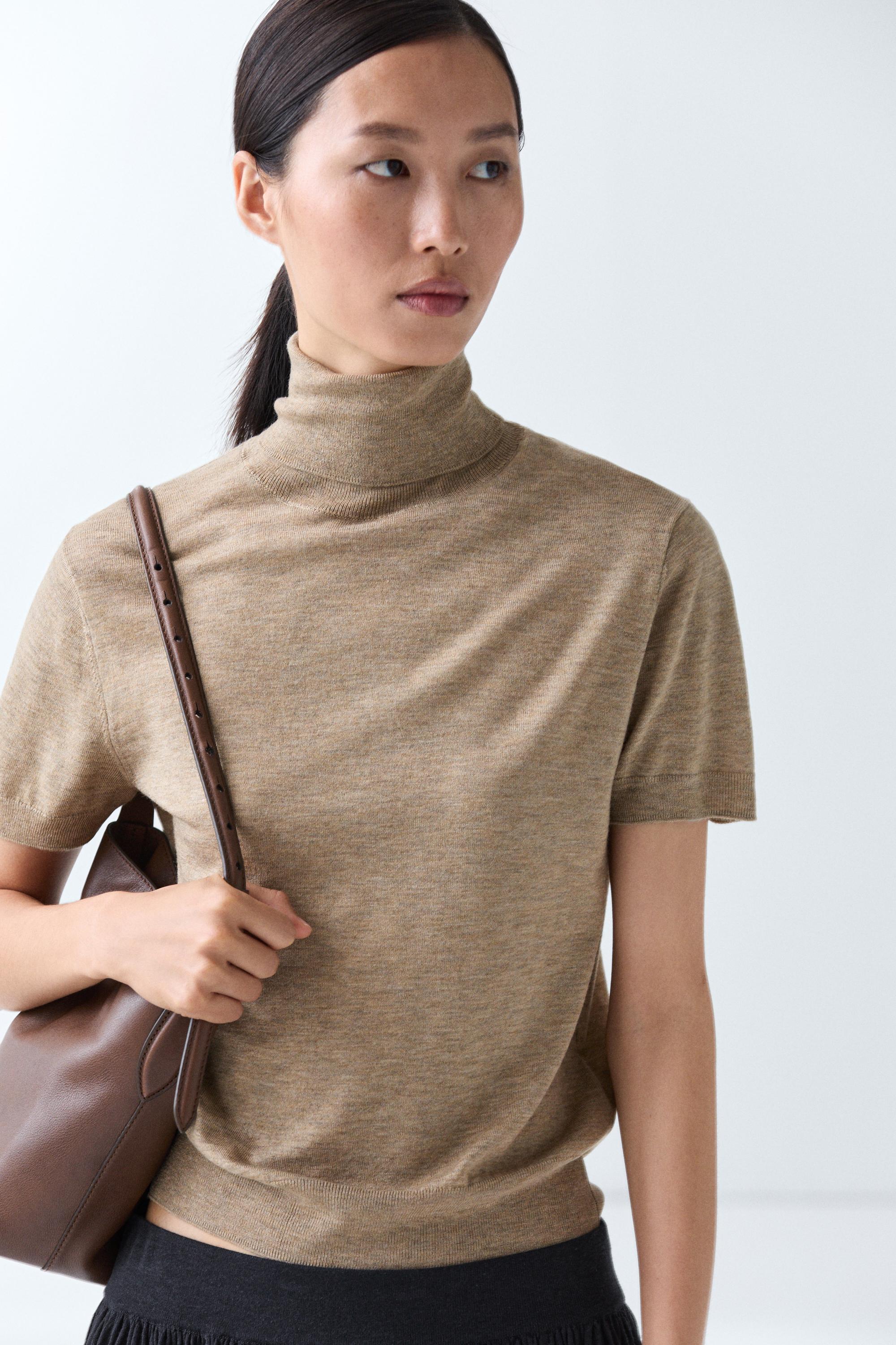 Turtleneck knit sweater - BEIGE MARL