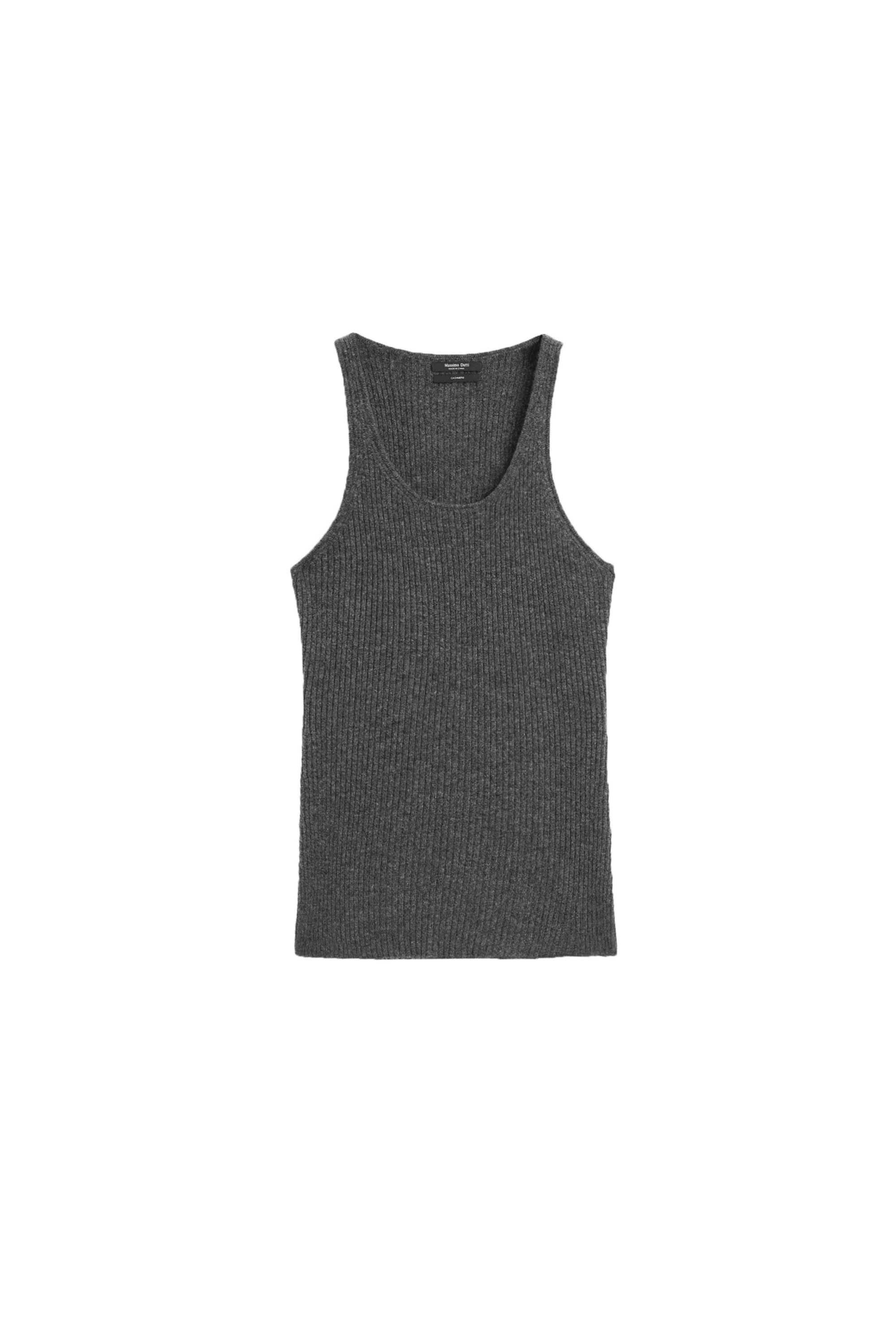 100% cashmere ribbed knit top - ANTHRACITE GREY