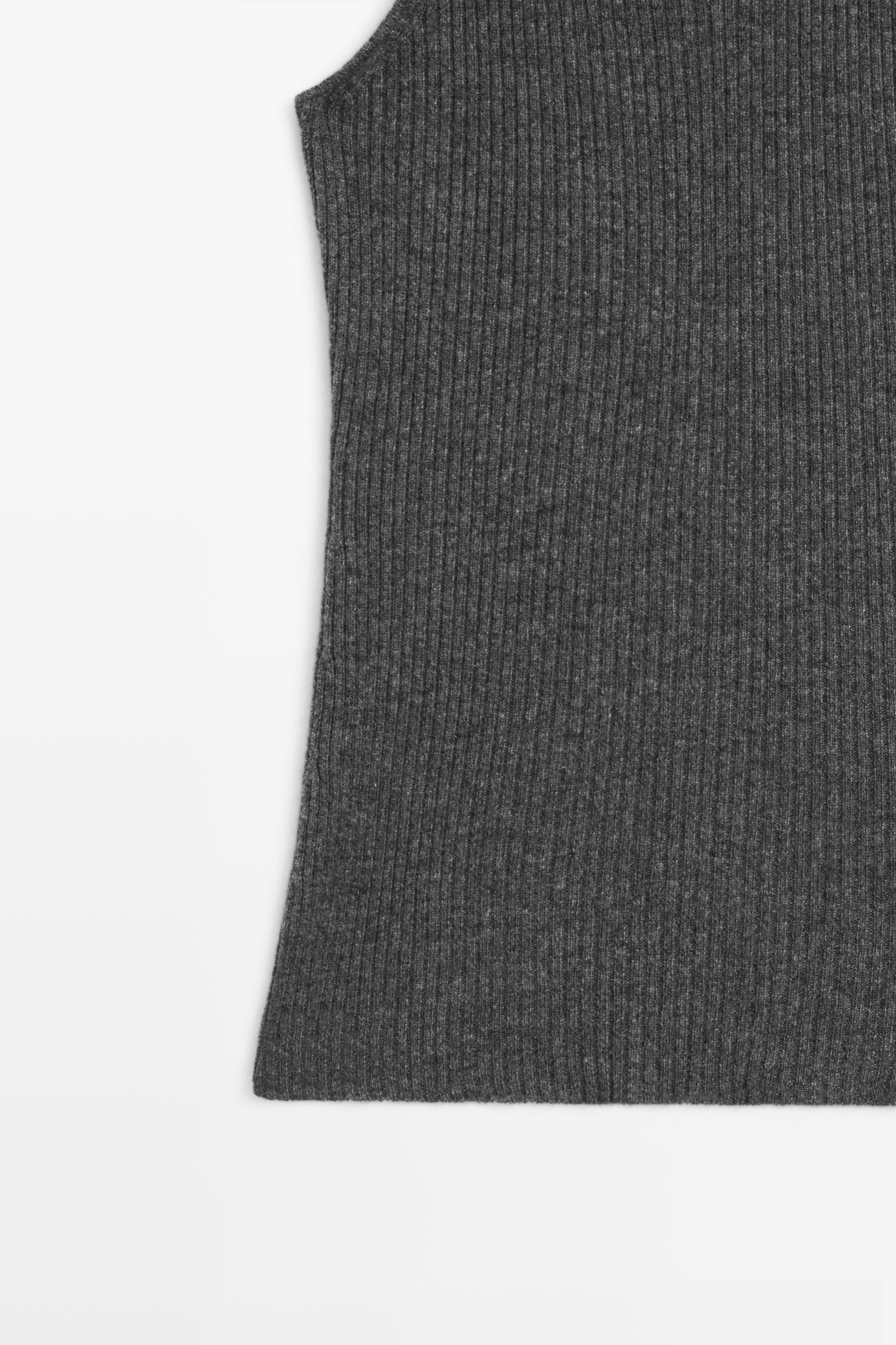 100% cashmere ribbed knit top - ANTHRACITE GREY