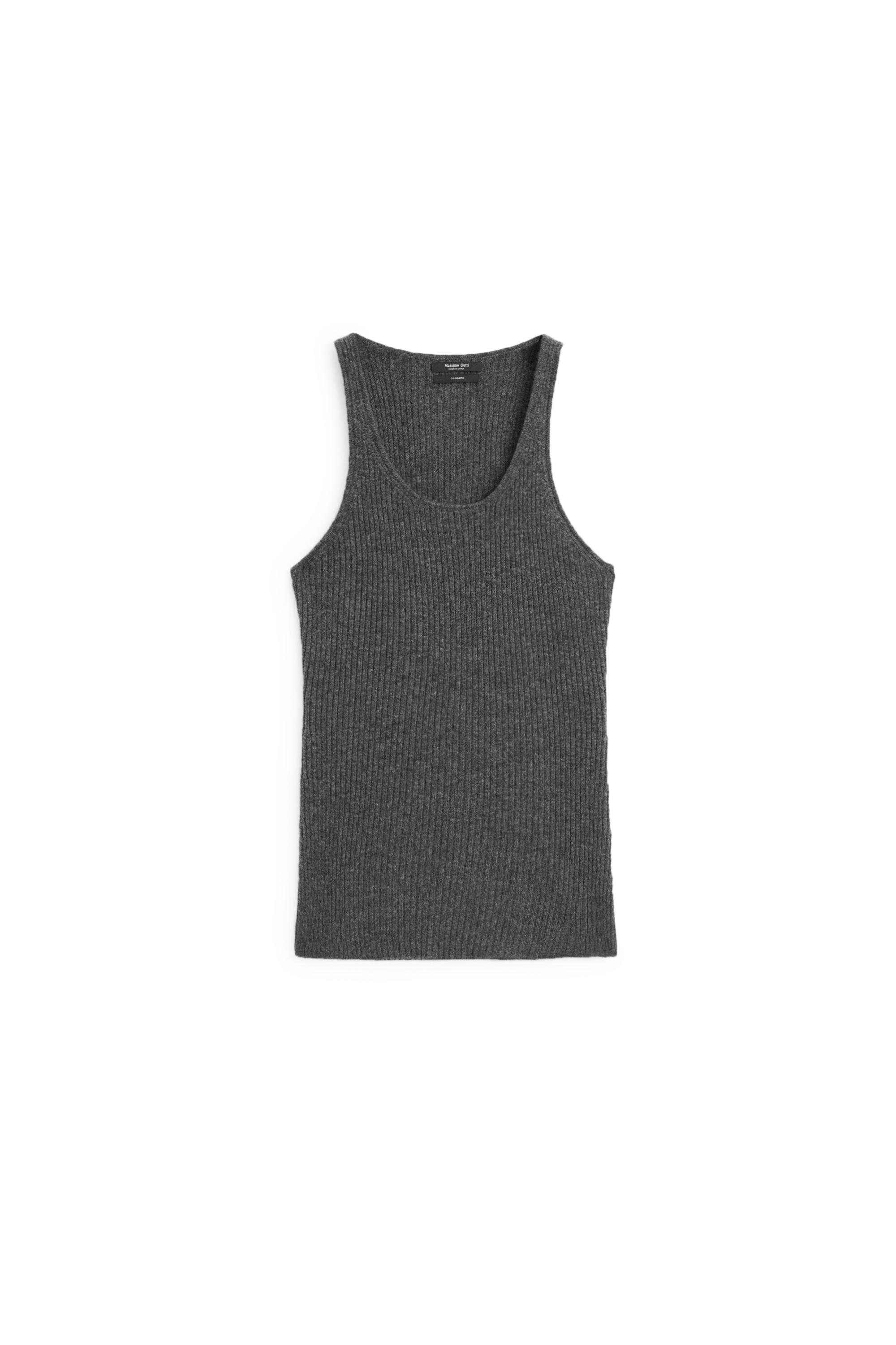100% cashmere ribbed knit top - ANTHRACITE GREY