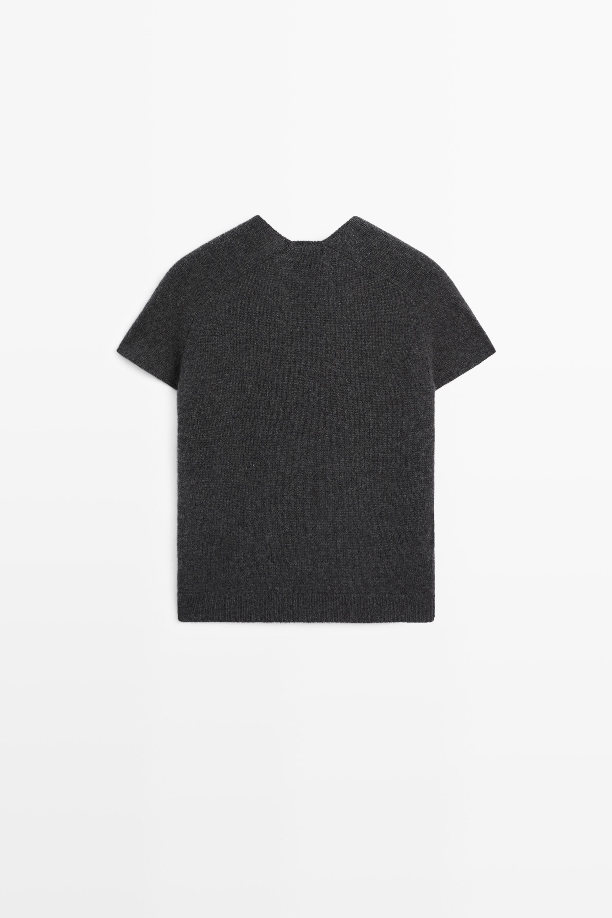 100% cashmere knit short sleeve sweater - ANTHRACITE GREY