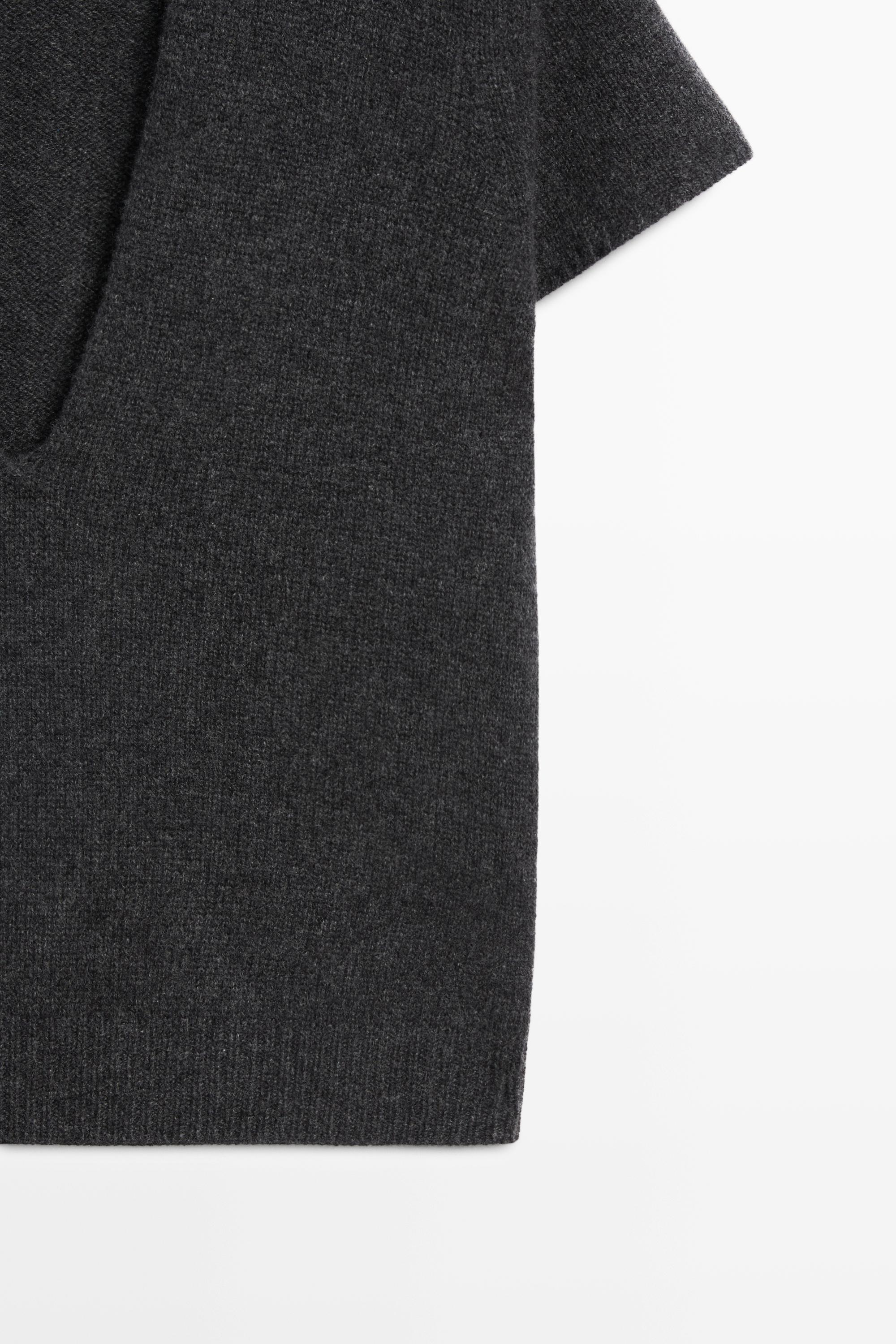 100% cashmere knit short sleeve sweater - ANTHRACITE GREY