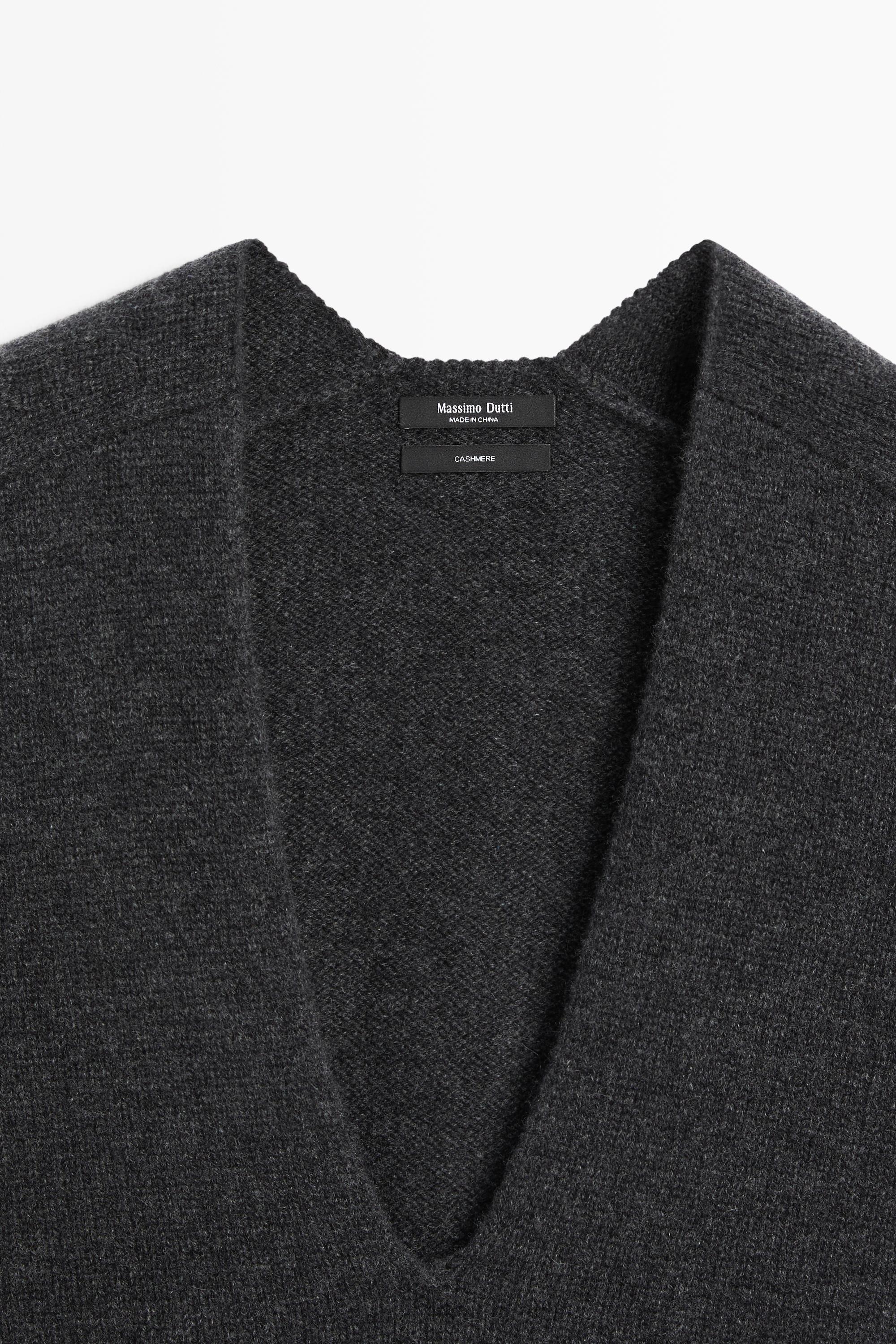 100% cashmere knit short sleeve sweater - ANTHRACITE GREY