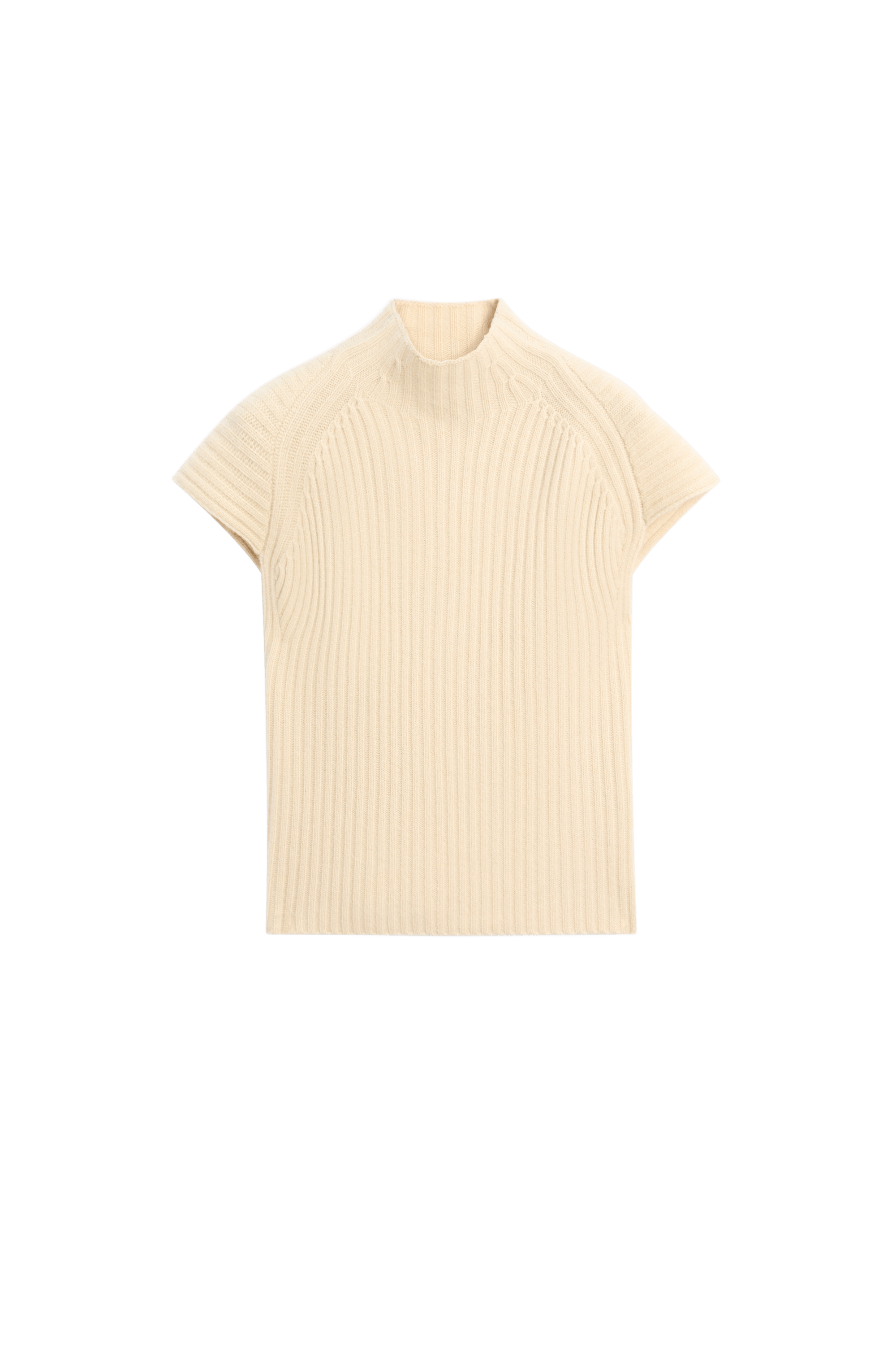 100% cashmere ribbed knit vest - Vanilla