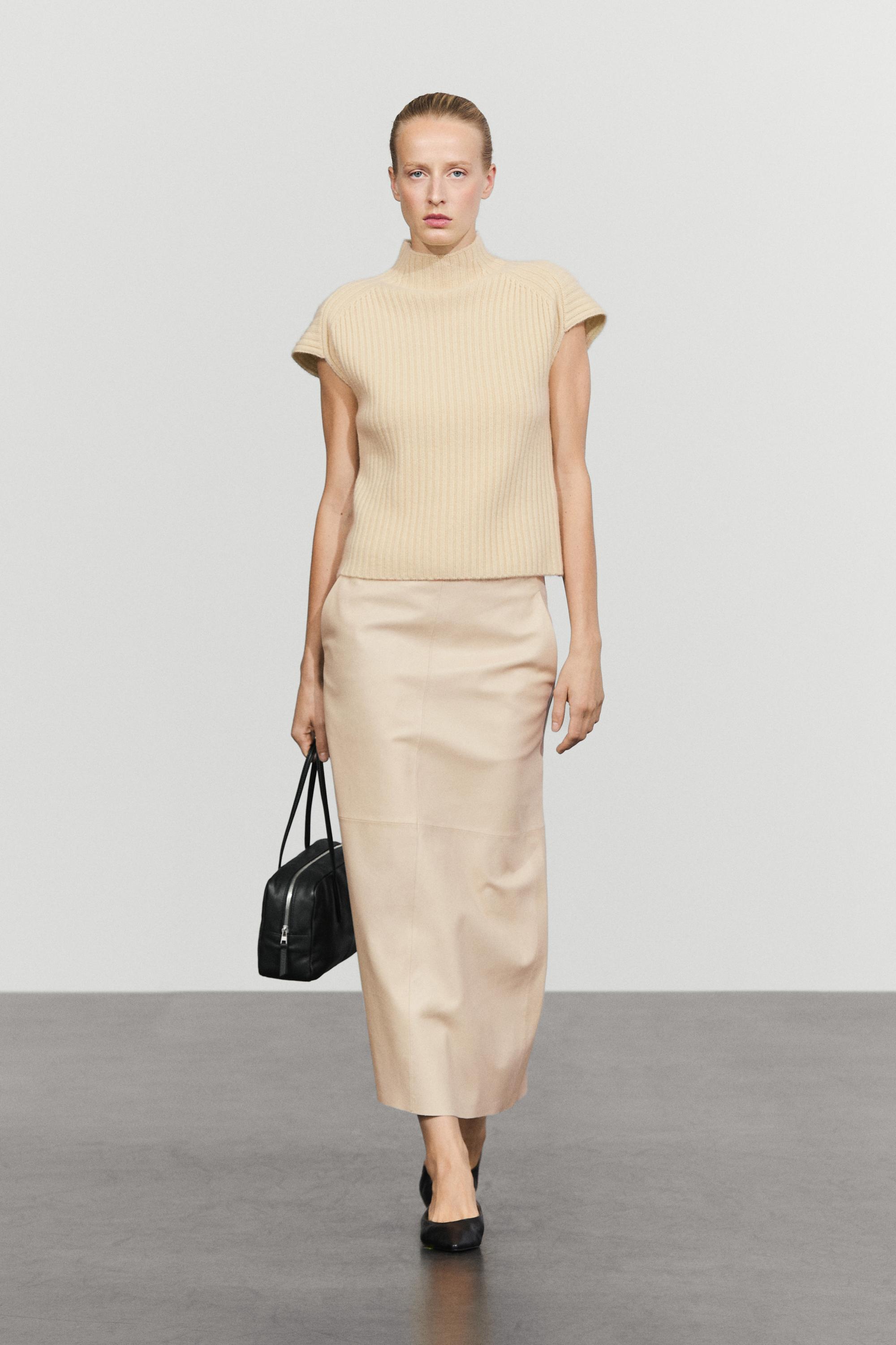 100% cashmere ribbed knit vest - Vanilla