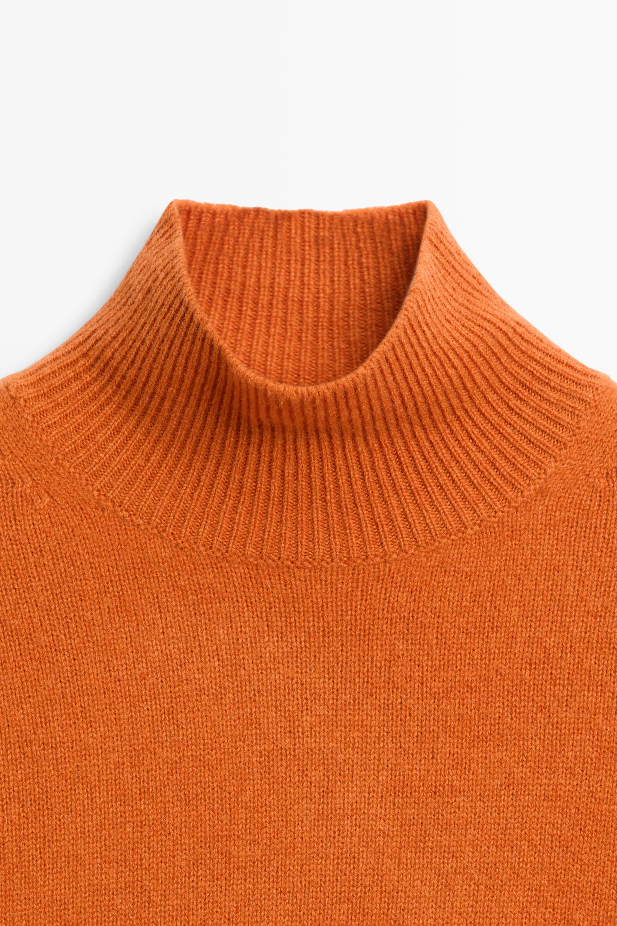 Oversize short sleeve knit sweater - ORANGE