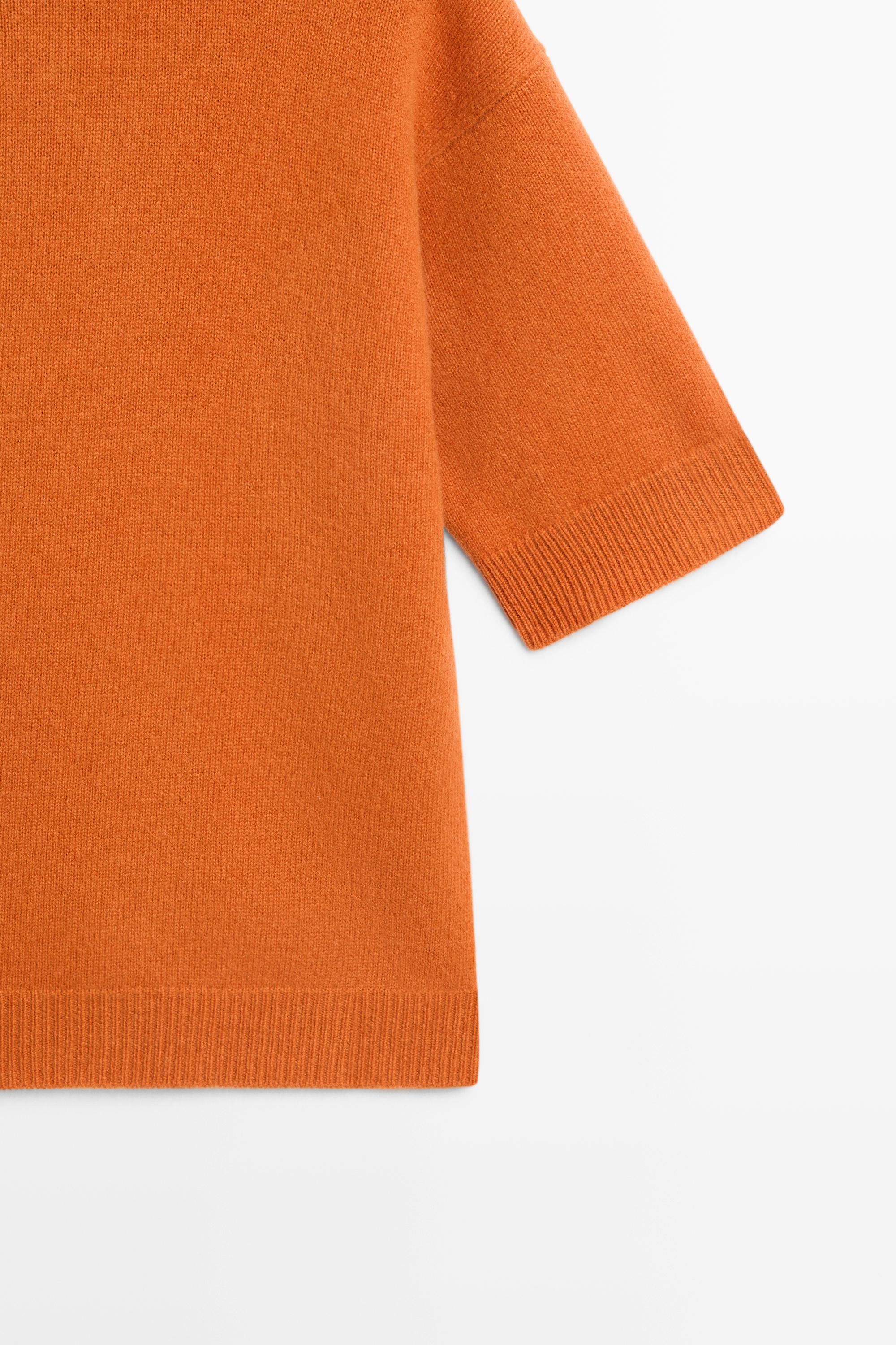 Oversize short sleeve knit sweater - ORANGE
