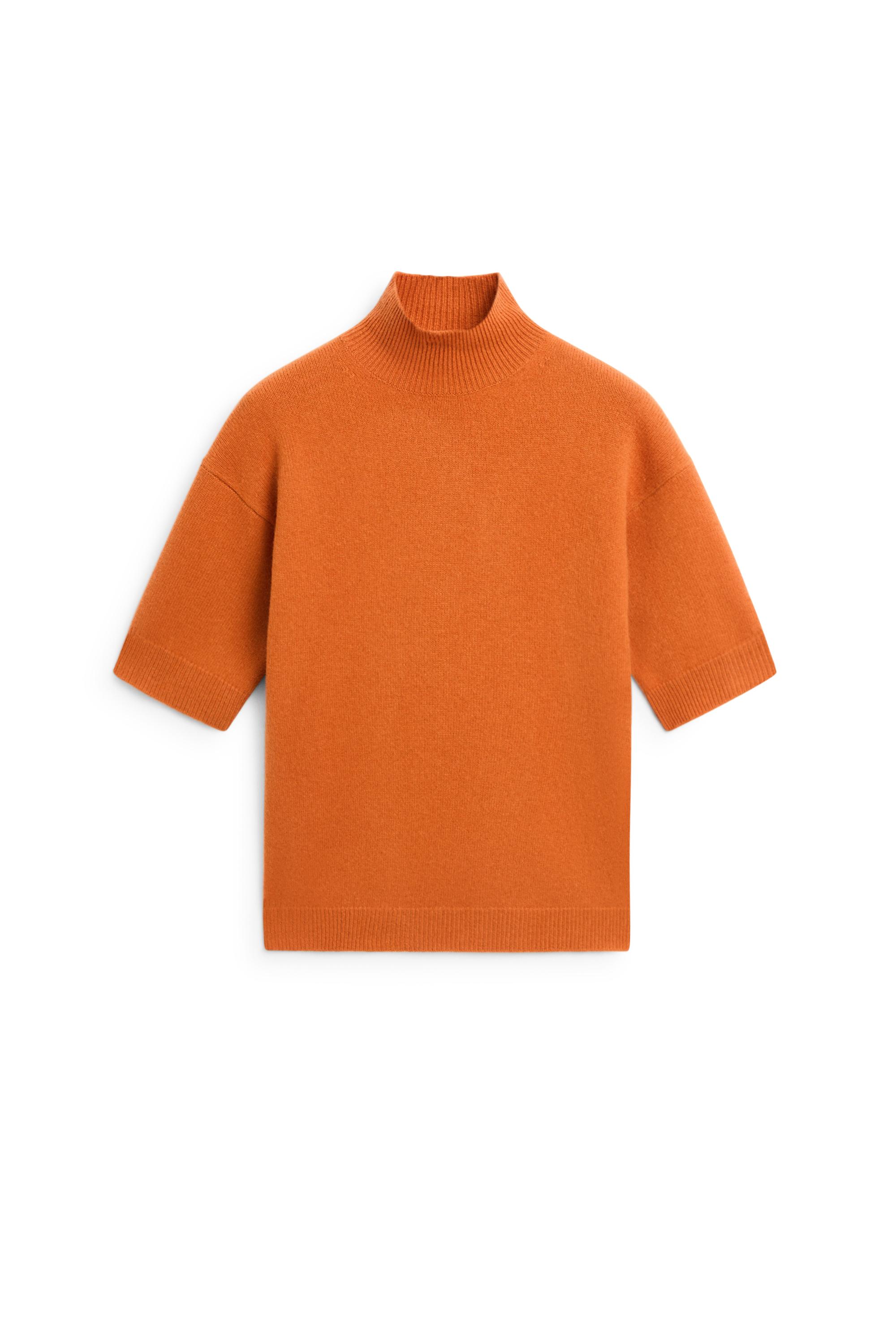 Oversize short sleeve knit sweater - ORANGE