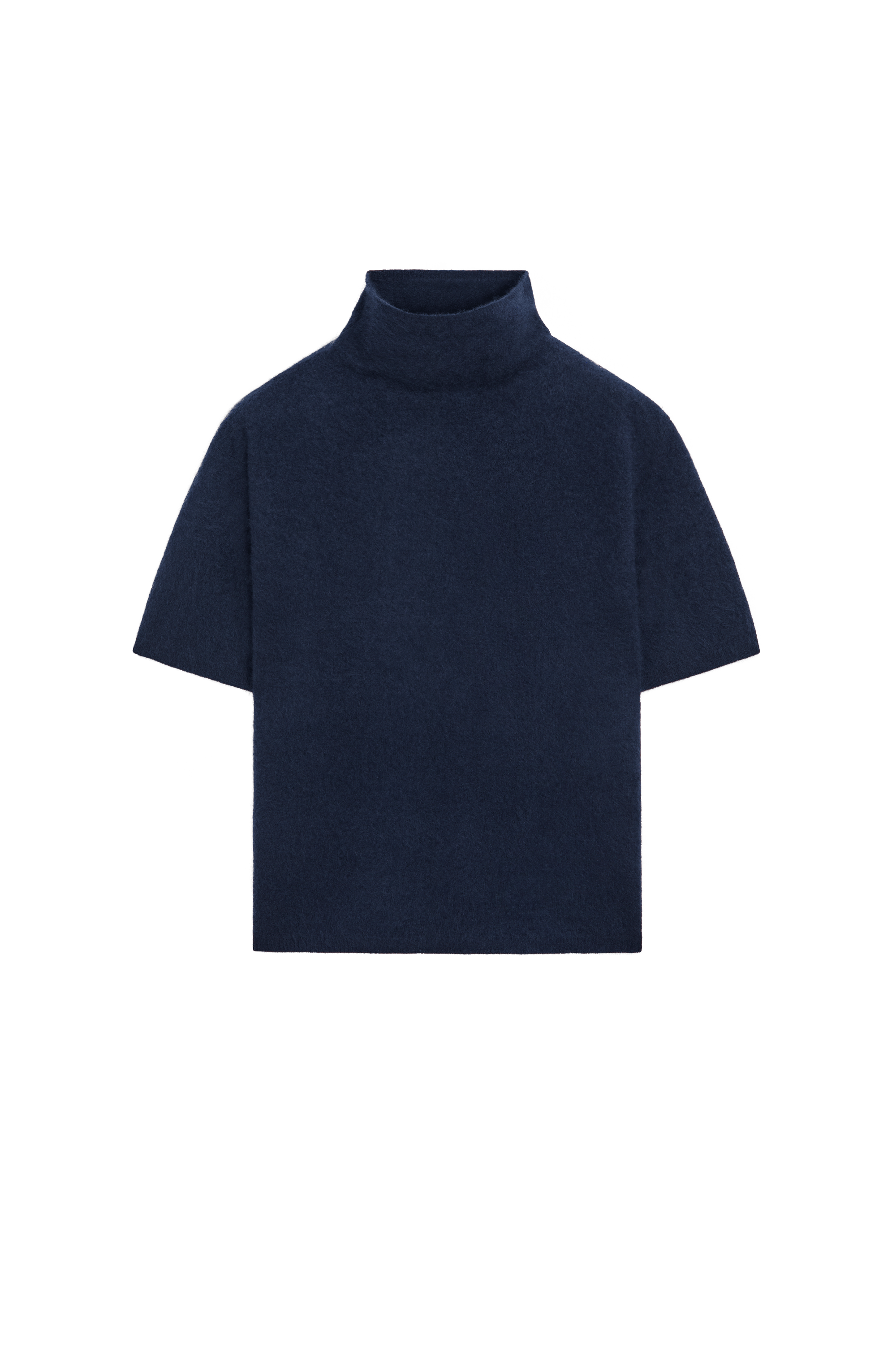 100% wool oversize short-sleeve knit sweater - INK BLUE