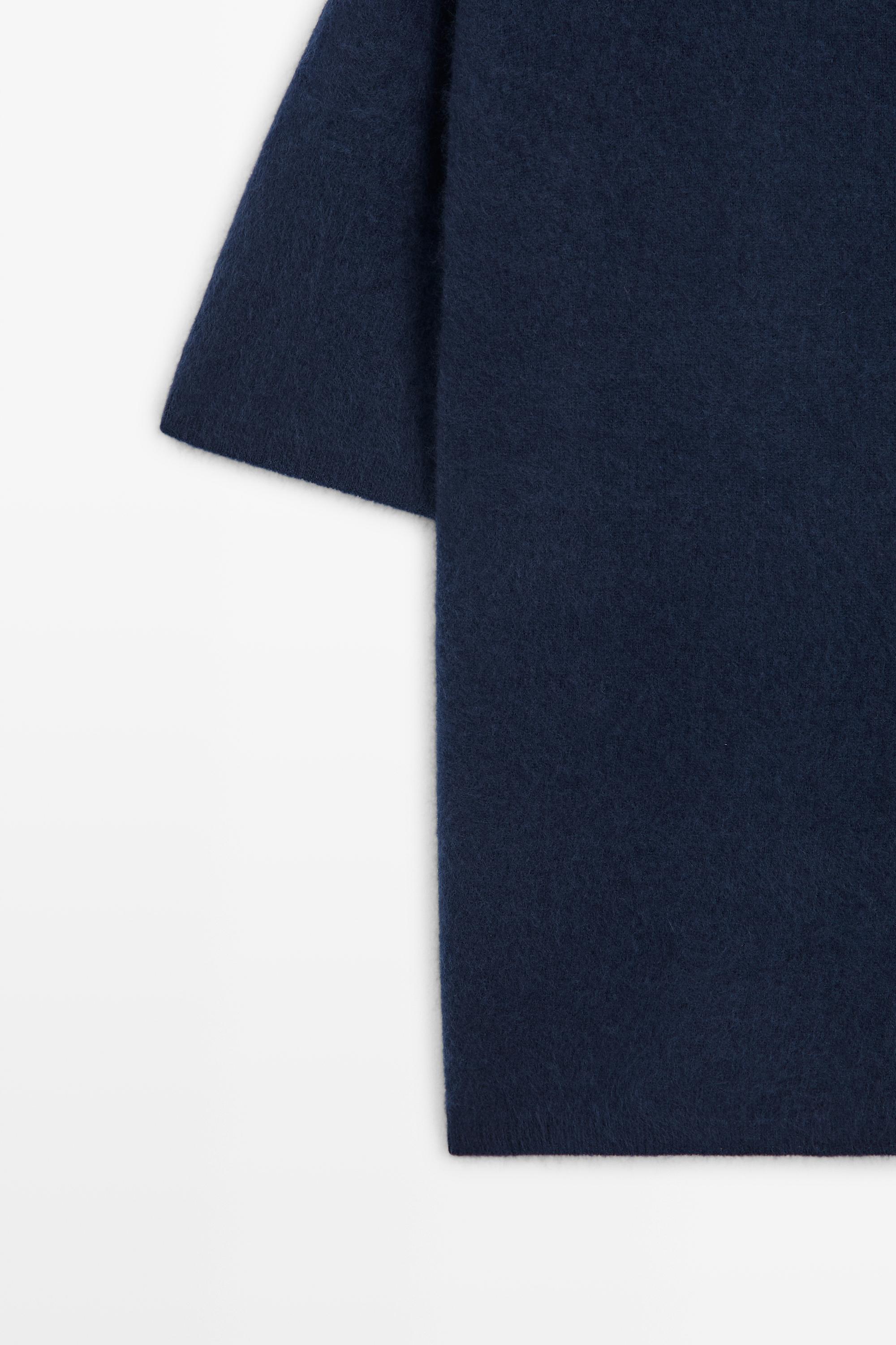 100% wool oversize short-sleeve knit sweater - INK BLUE