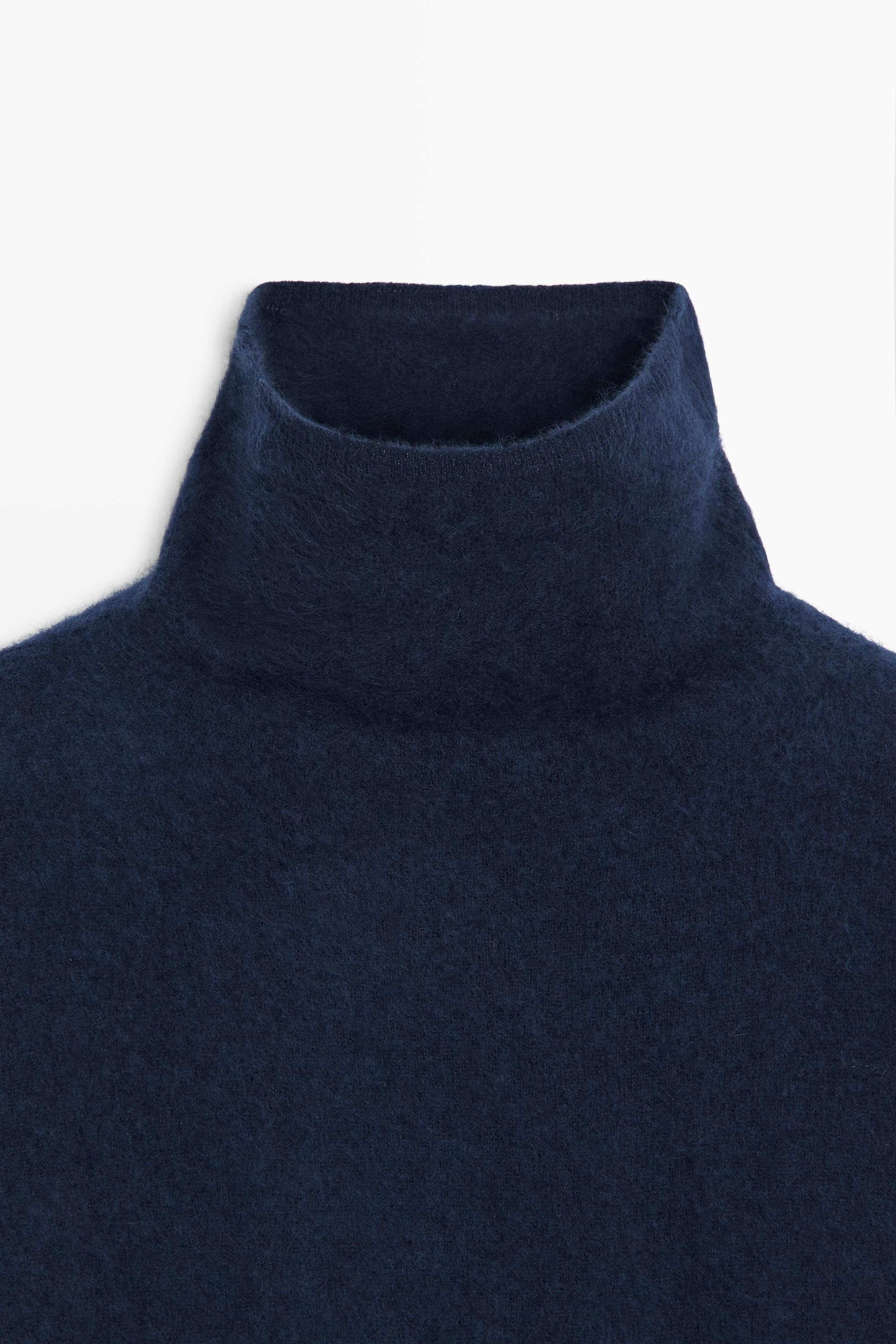 100% wool oversize short-sleeve knit sweater - INK BLUE