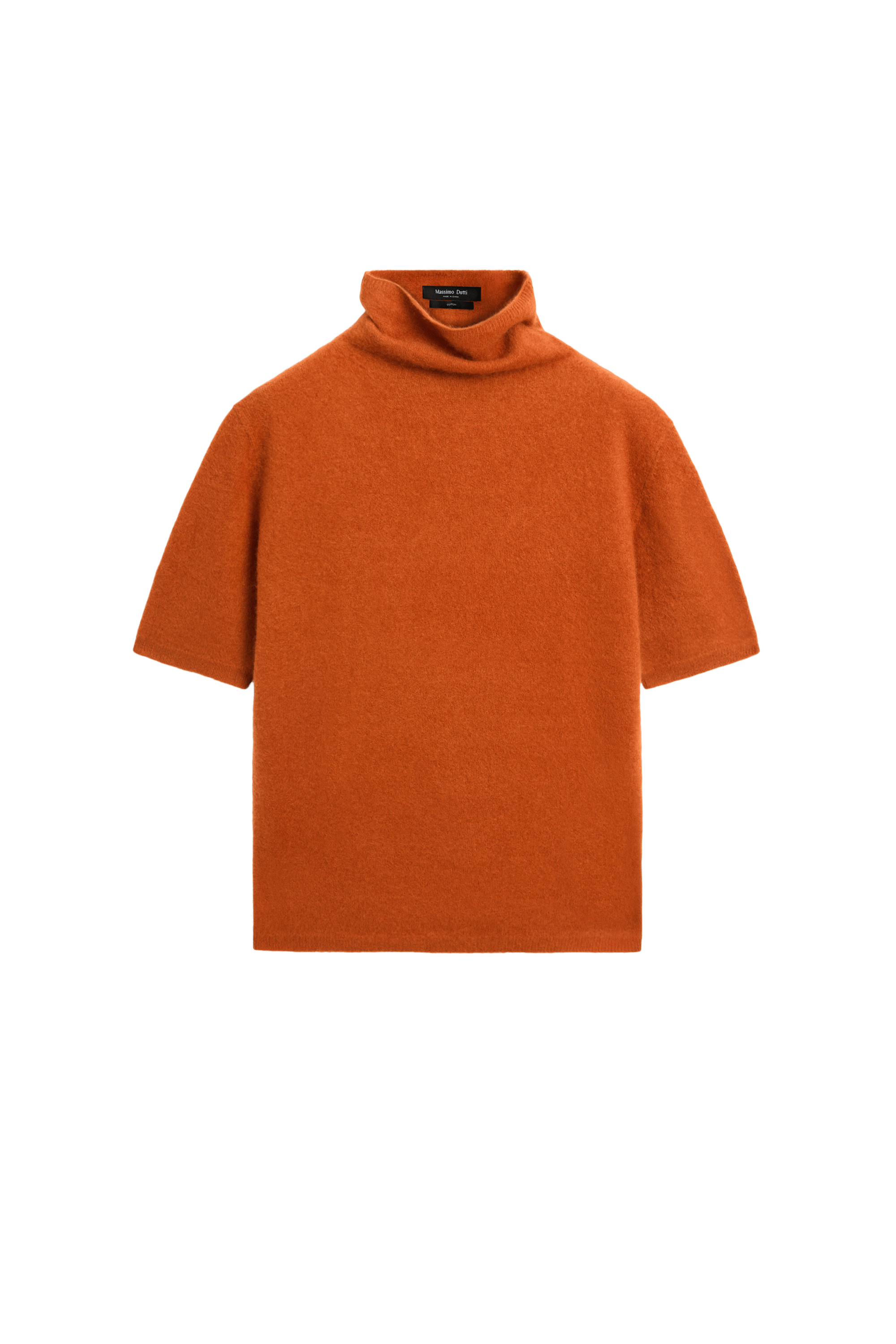 100% wool oversize short-sleeve knit sweater - BURNT ORANGE