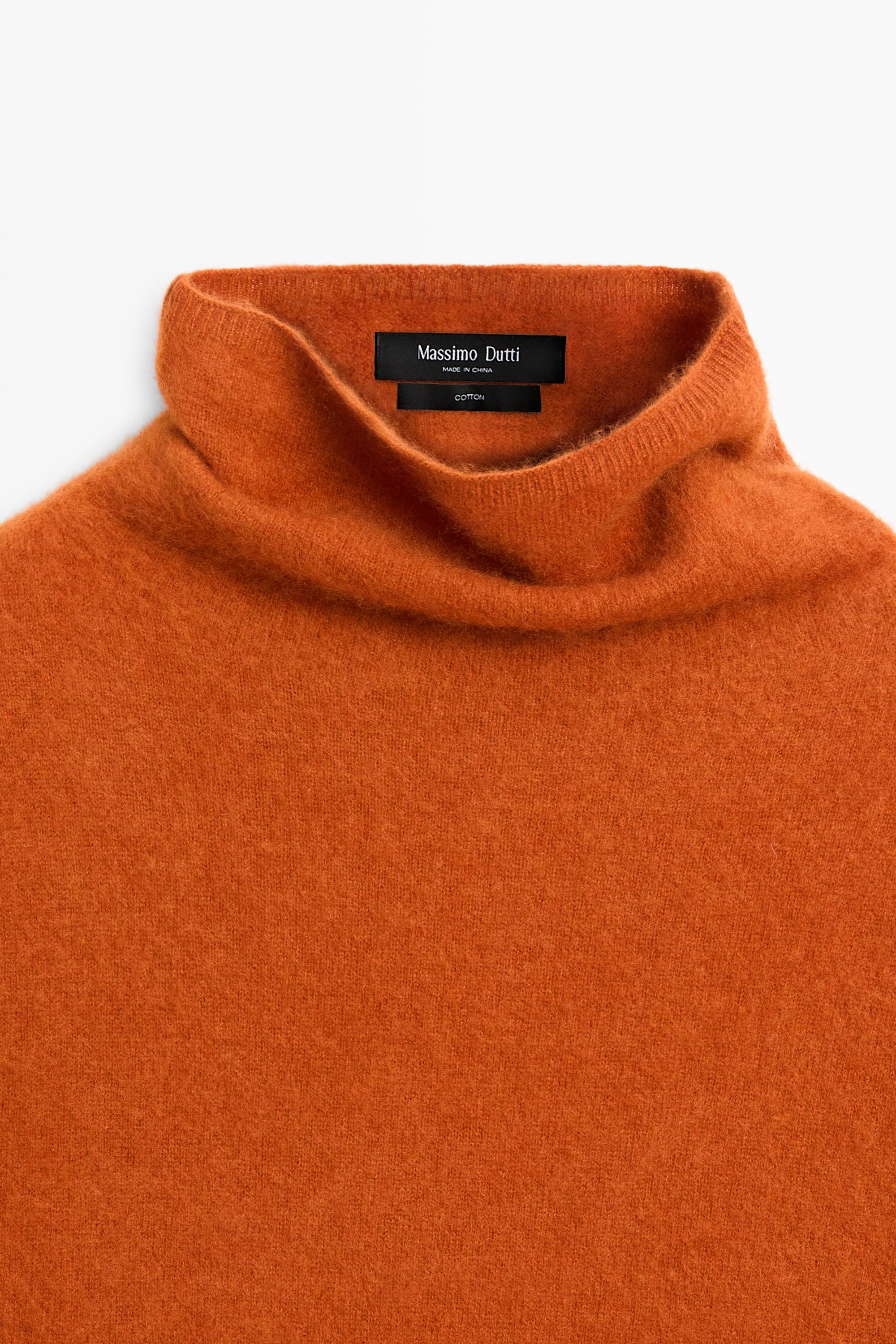 100% wool oversize short-sleeve knit sweater - BURNT ORANGE