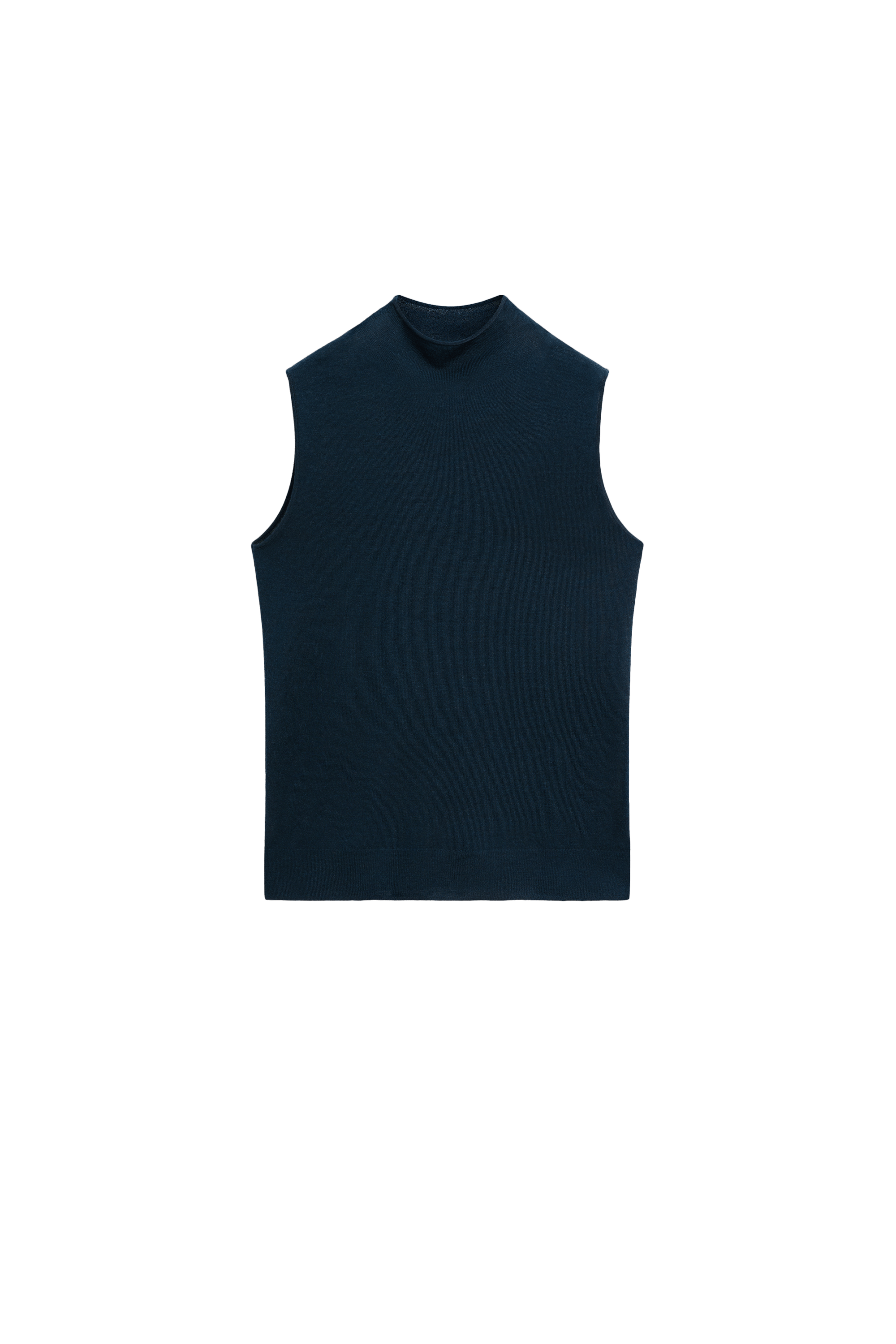 100% wool mock turtleneck knit top - BLUE