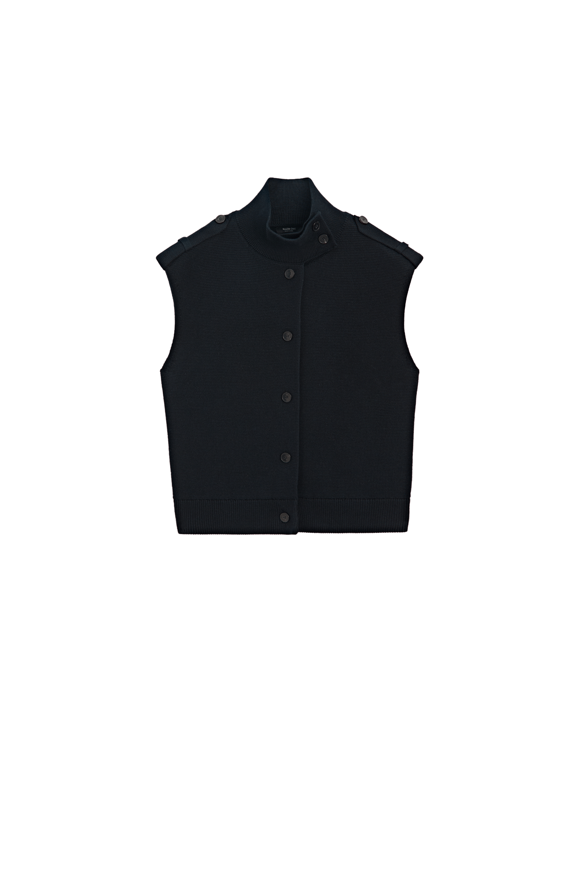 100% cotton mock neck knit vest - NAVY BLUE
