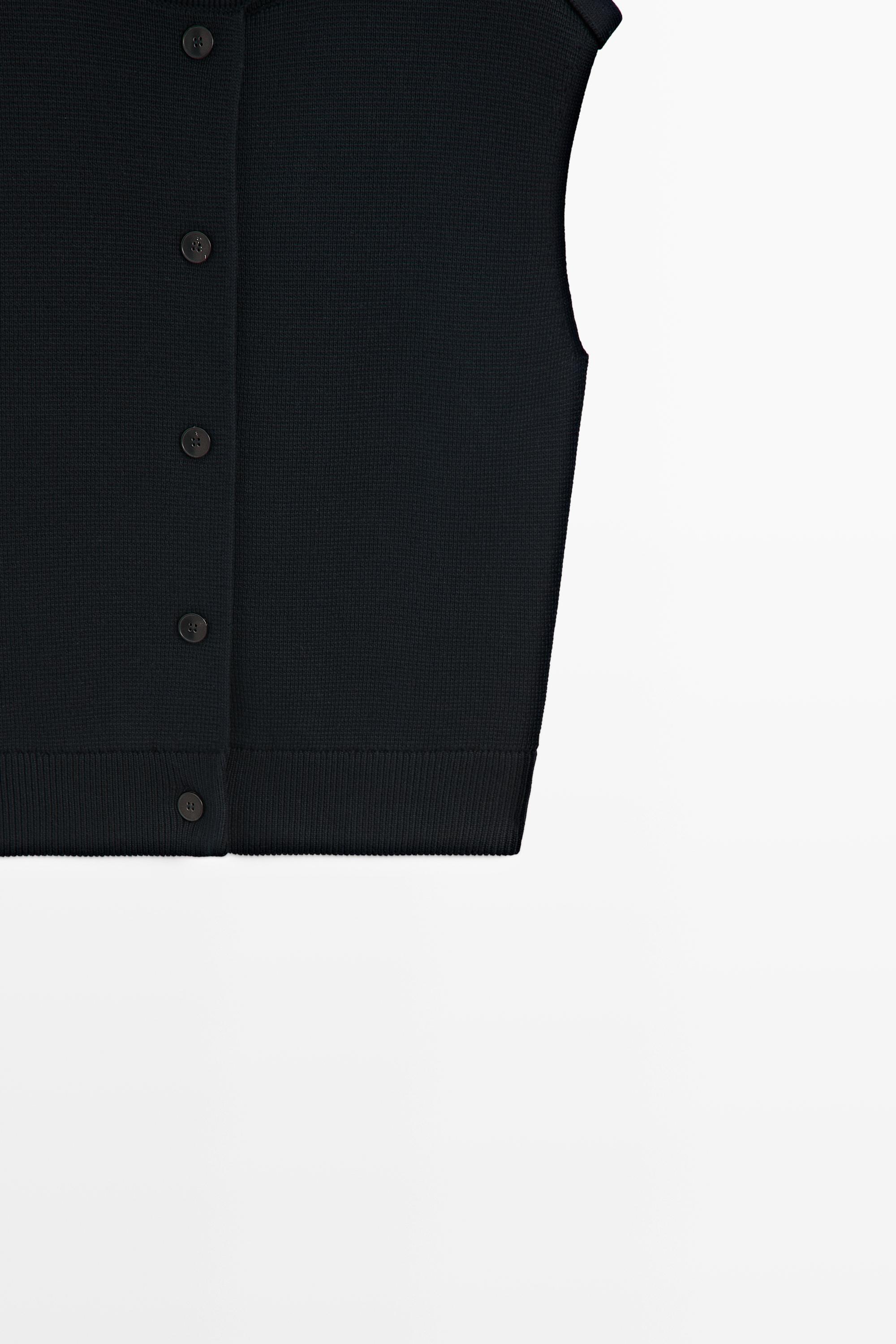 100% cotton mock neck knit vest - NAVY BLUE