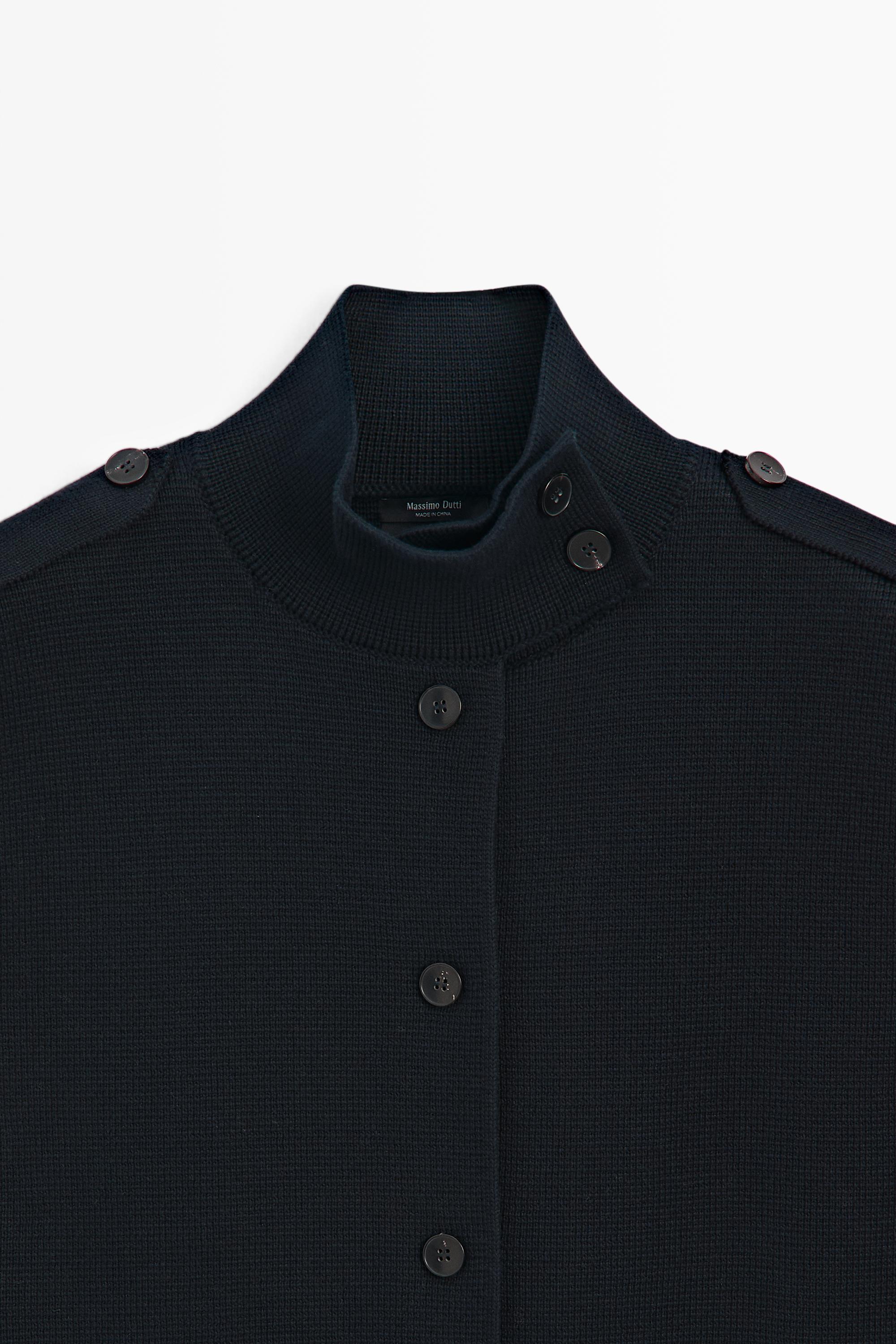 100% cotton mock neck knit vest - NAVY BLUE