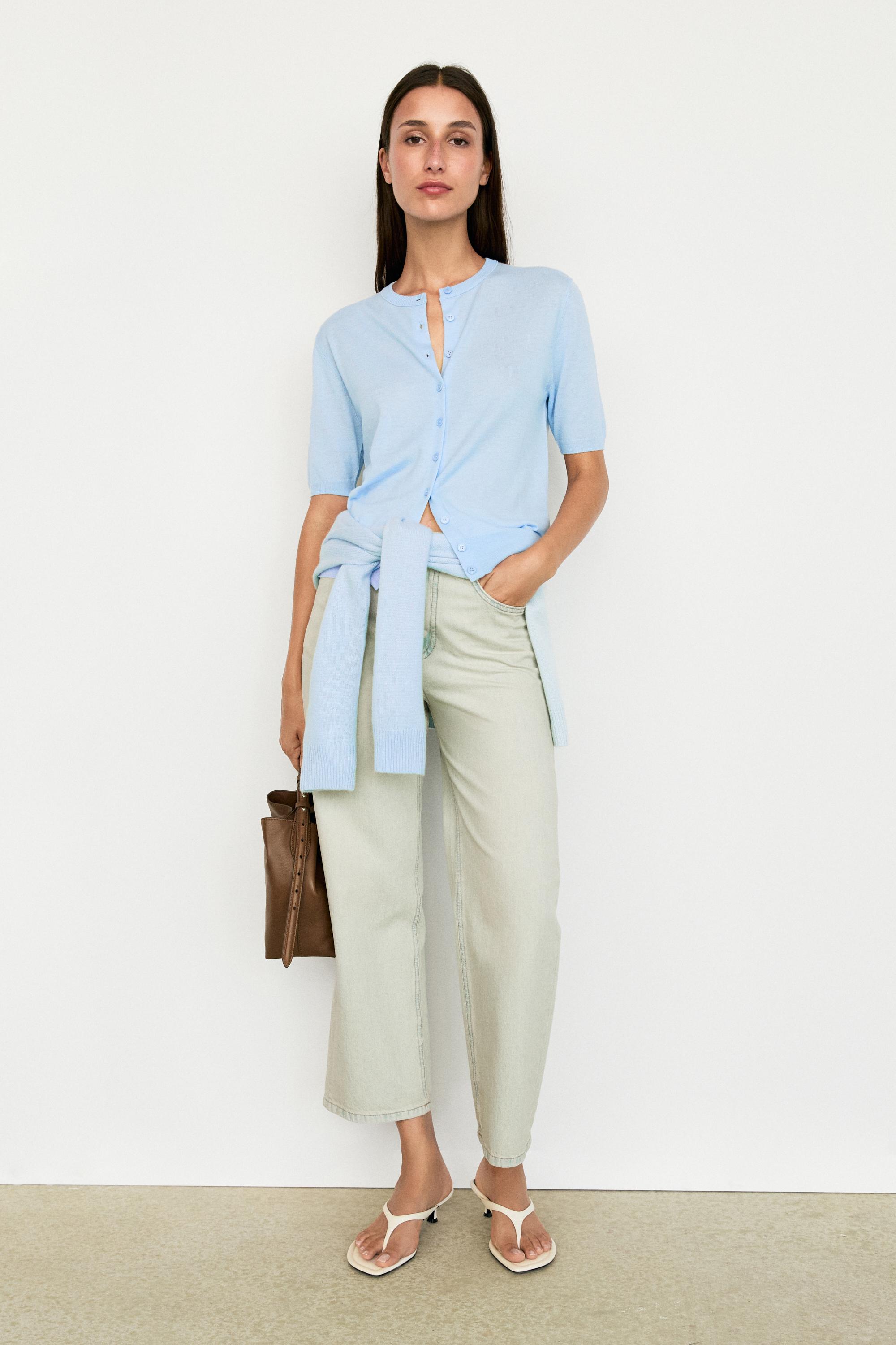 Short sleeve cardigan - SKY BLUE