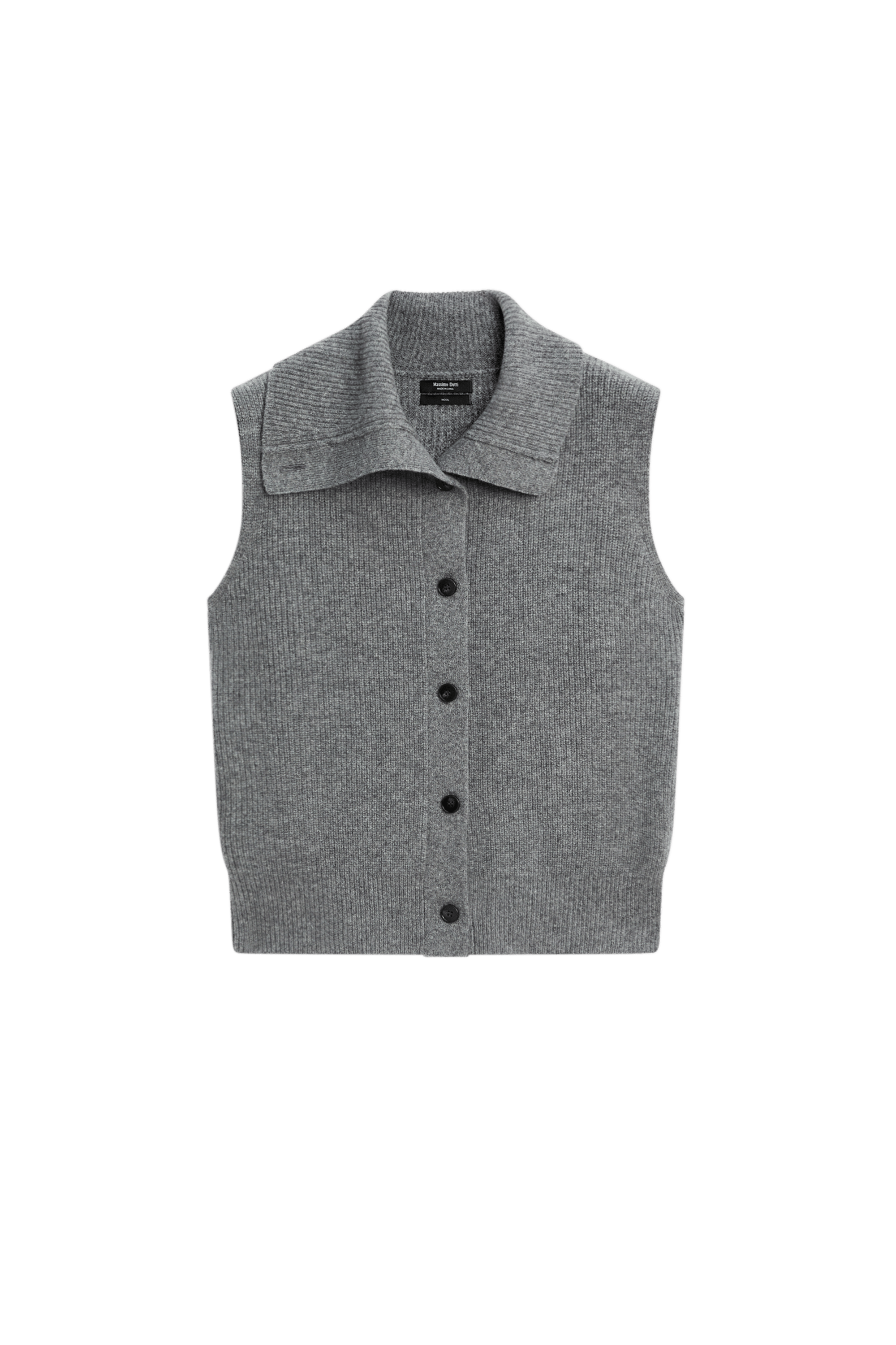 100% wool funnel neck knit vest - DARK GREY