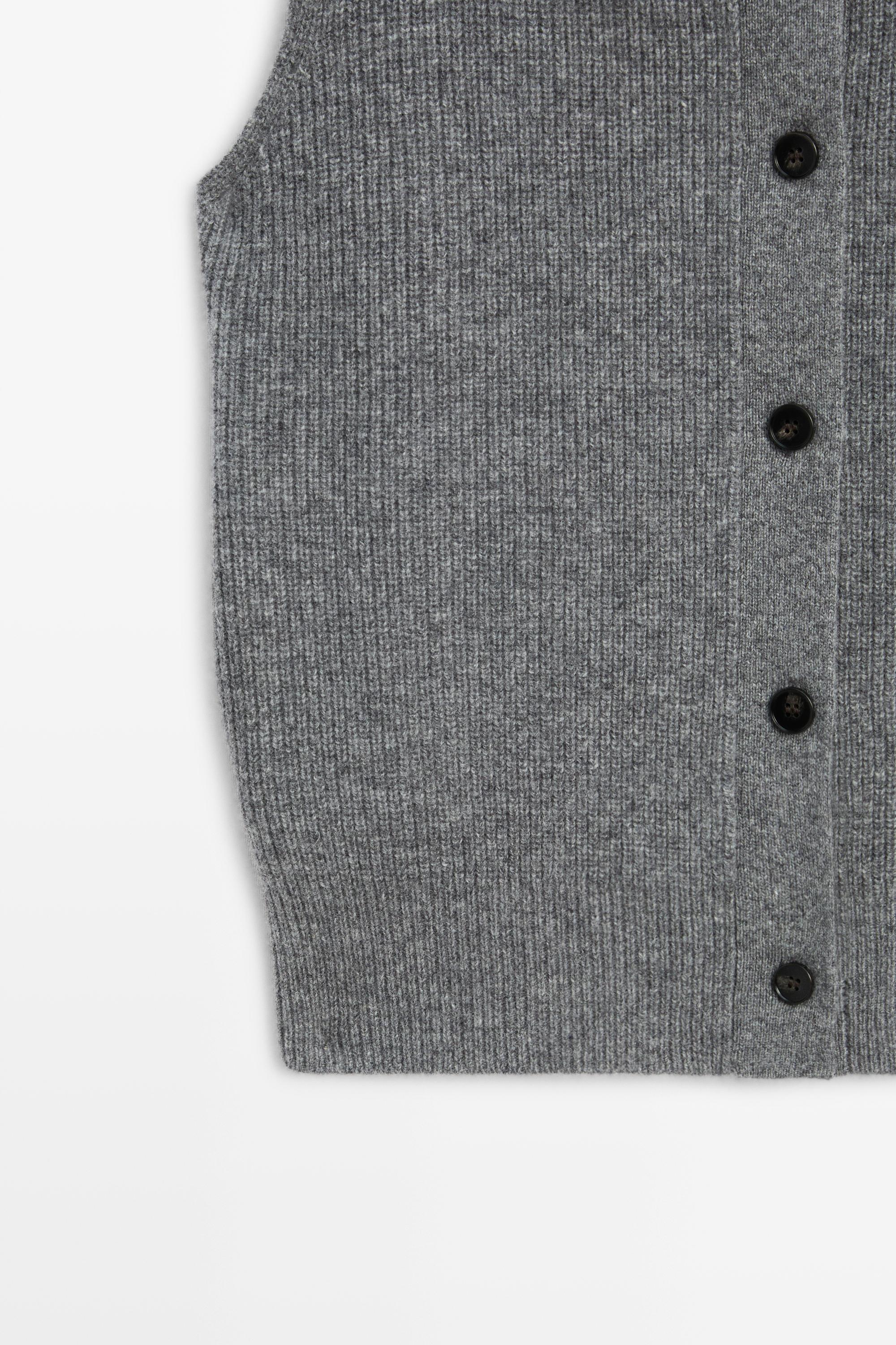 100% wool funnel neck knit vest - DARK GREY